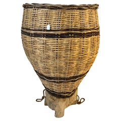 Retro Large Décorative Wicker Vase Hand Made