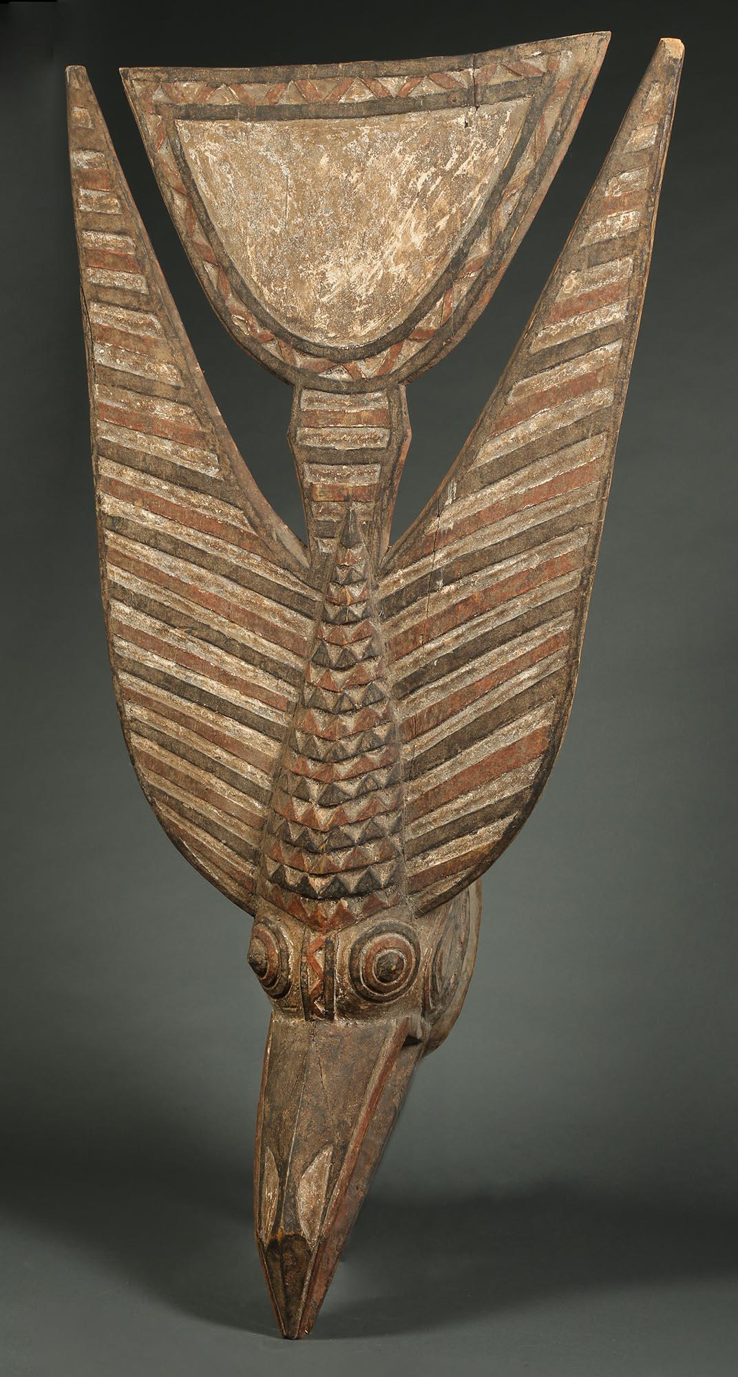 Tribal Large Decorative Wood Bwa Bird Mask Burkina Faso Late 20th Century Wall Decor For Sale
