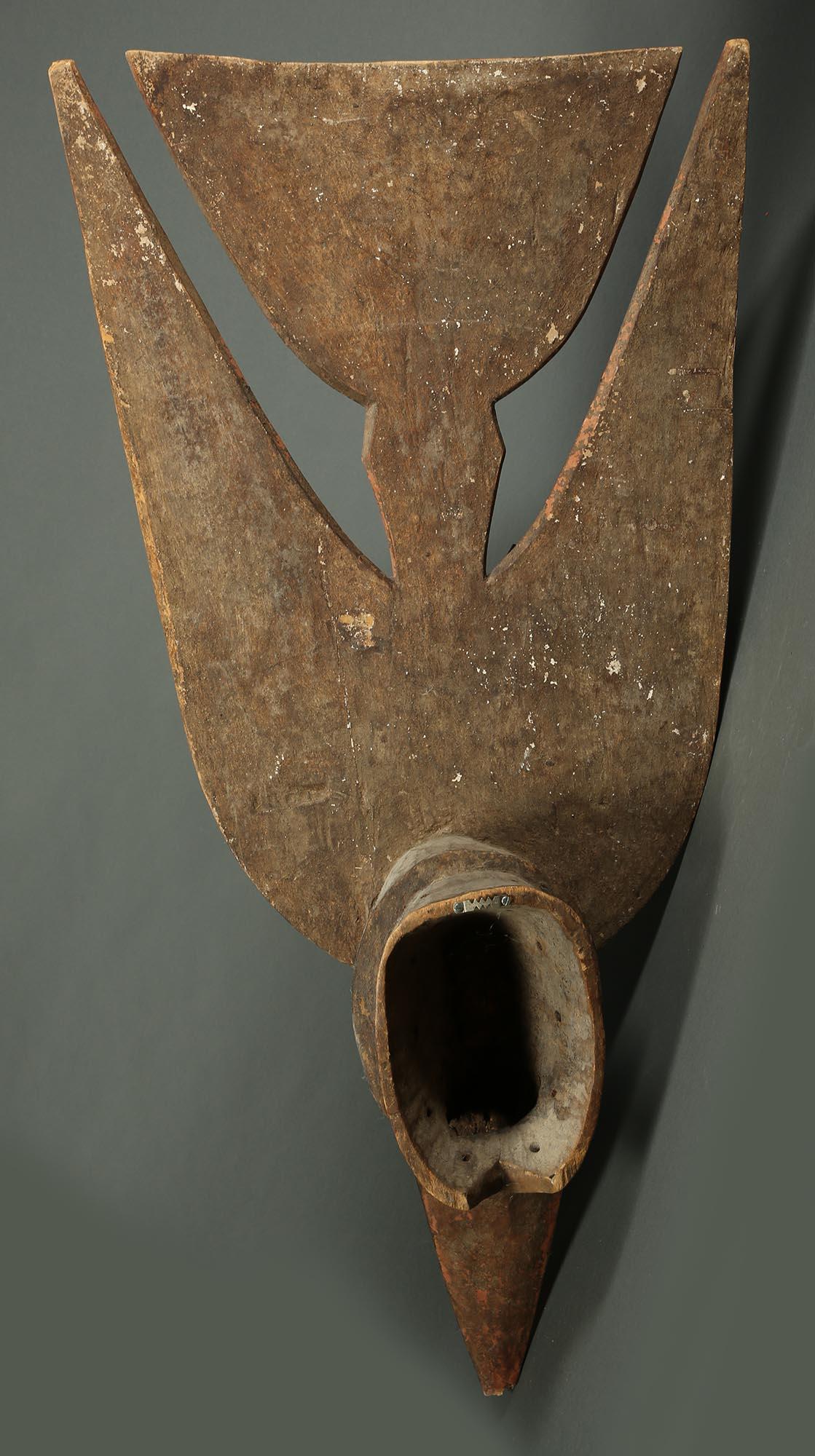 Large Decorative Wood Bwa Bird Mask Burkina Faso Late 20th Century Wall Decor For Sale 1