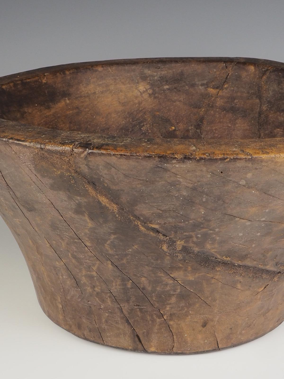 Large Decorative Wooden Carved Friut Bowl For Sale 1