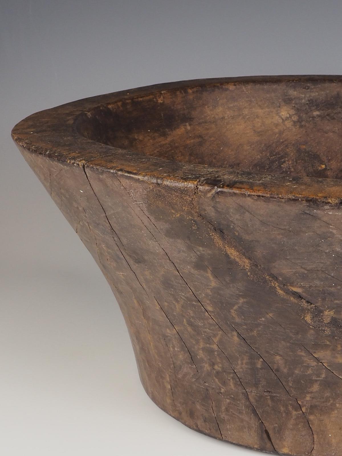 Large Decorative Wooden Carved Friut Bowl For Sale 2