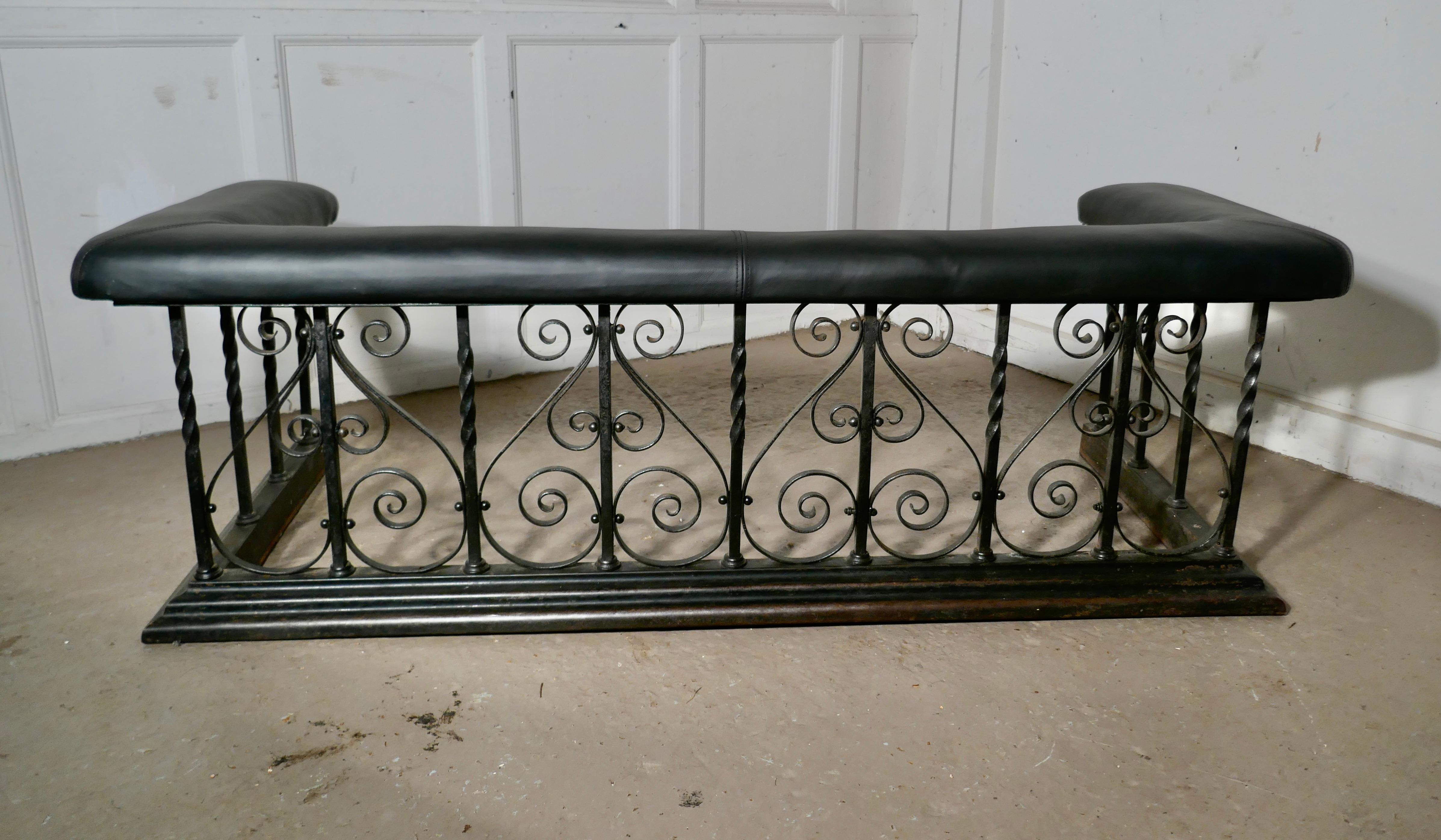 Large Decorative Wrought Iron and Leather Club Fender 1