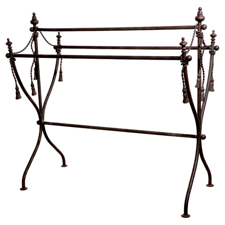 Large Decorative Wrought Iron Towel Rack w Tassels For Sale at 1stDibs