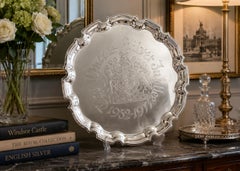 Large Decoratve Vintage Silver Plate Coronation Tray Queen Elizabeth 1952-1977