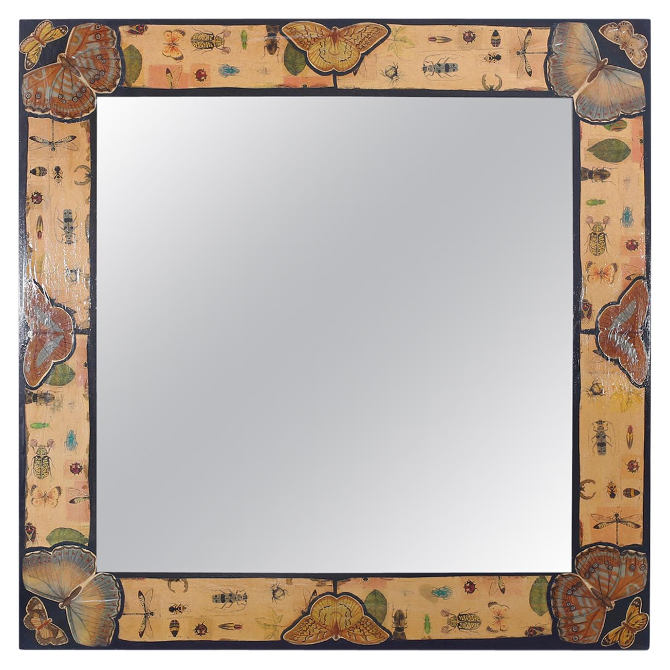 Large Découpage Square Mirror