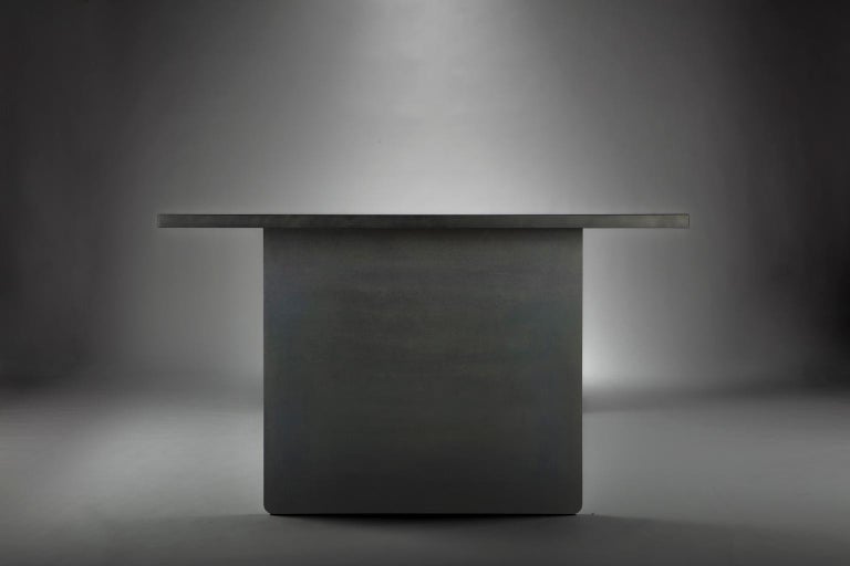 Post-Modern Large Deep Black Steel Dining Table For Sale