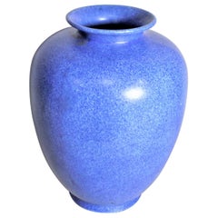 Antique Large Deep Blue George Clews Tunstall Chameleon Ware Art Pottery Vase