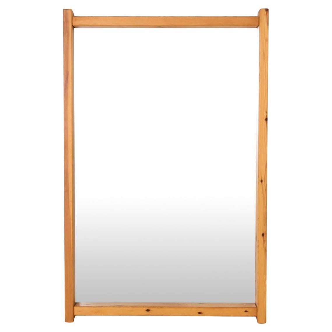 Large deep Mid century Scandinavian Danish pine wall mirror with dowel joints