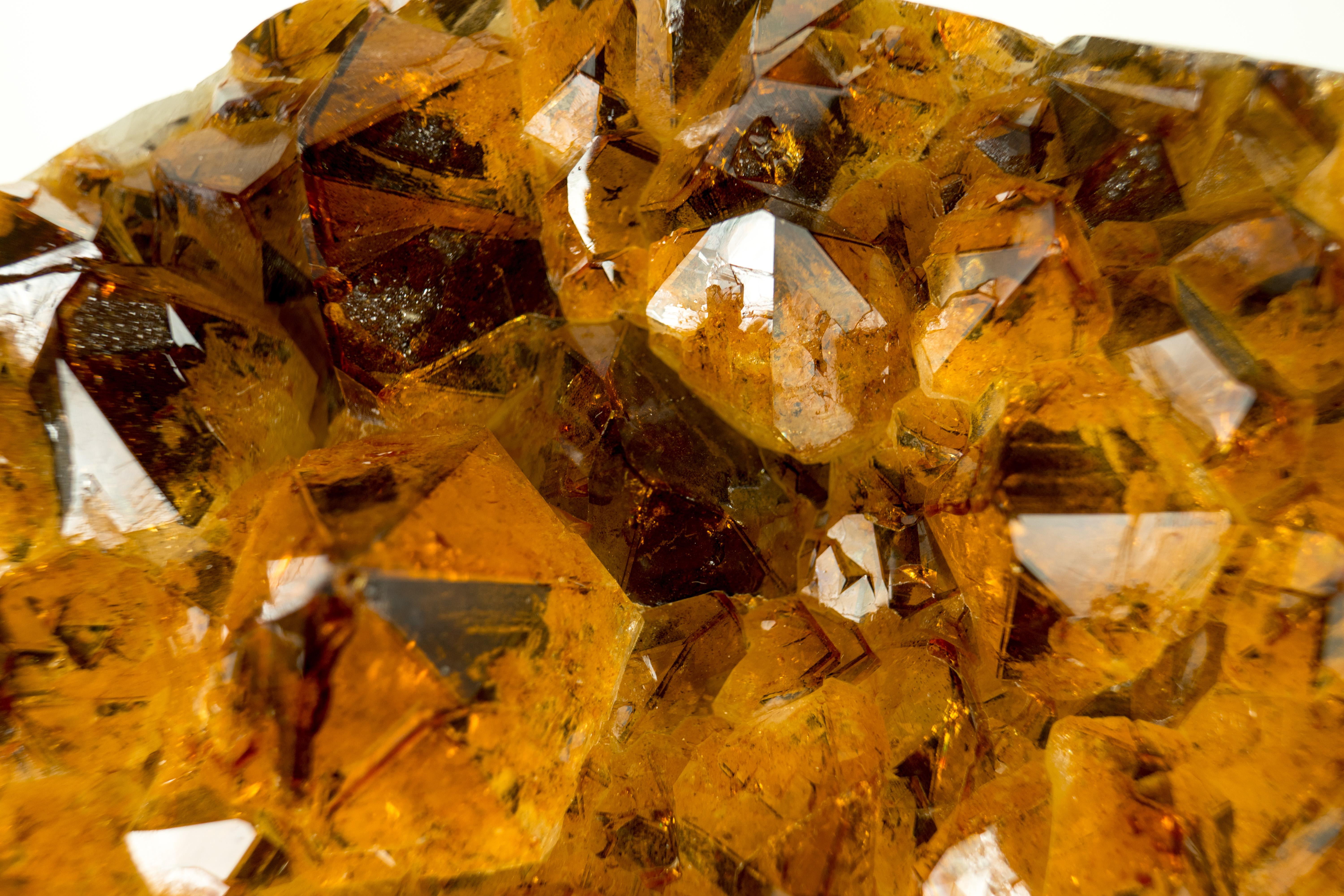 Large Deep Orange Citrine Cluster with Rare Trapiche Citrine Points For Sale 7