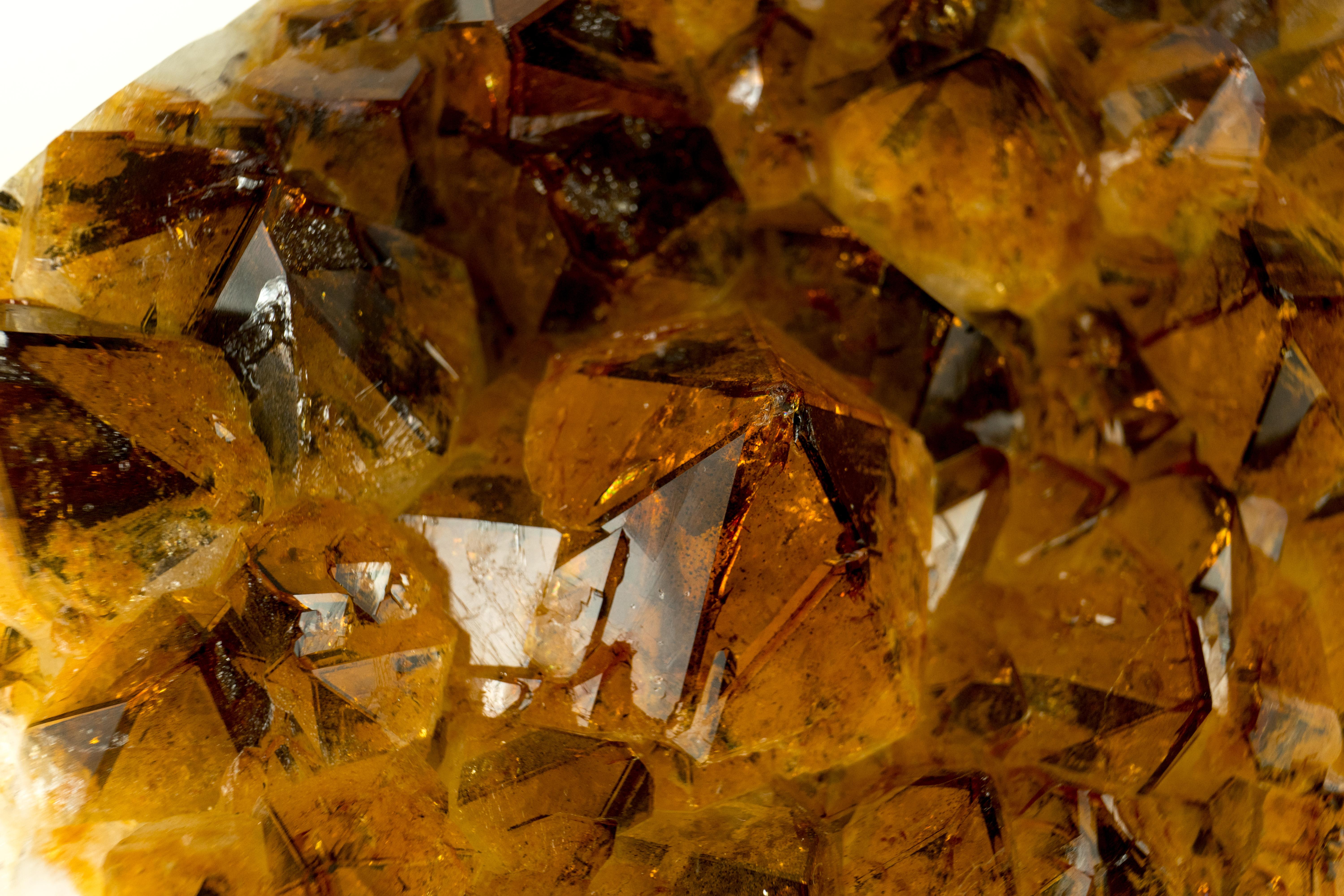 Large Deep Orange Citrine Cluster with Rare Trapiche Citrine Points For Sale 3