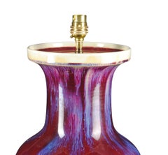 Deep Red 20th Century Large Chinese Flambe Antique Table Lamp