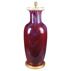 Large Deep Red 20th century Chinese Flambe Used Table Lamp