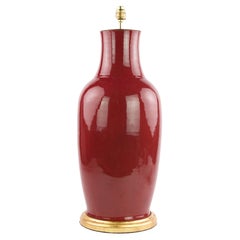 Grande lampe de table antique Sang de Boeuf rouge foncé