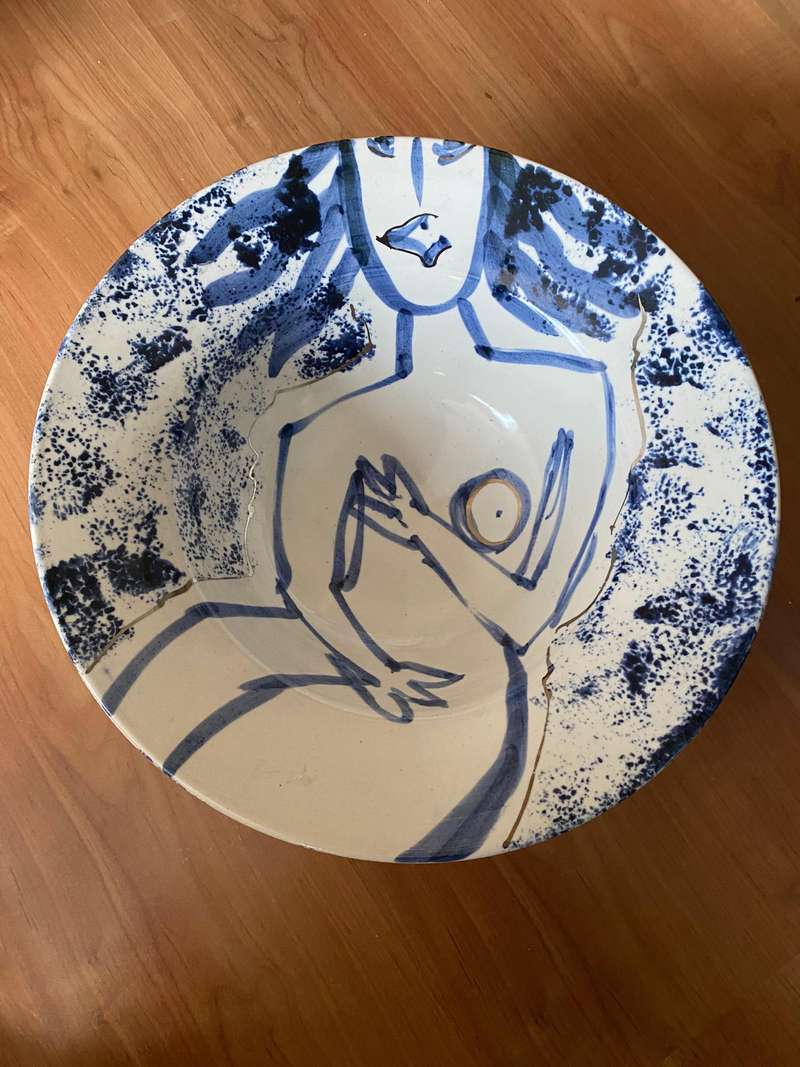 Poteries Grand bol profond et élégant de style Picasso par Greg Hamilton en vente