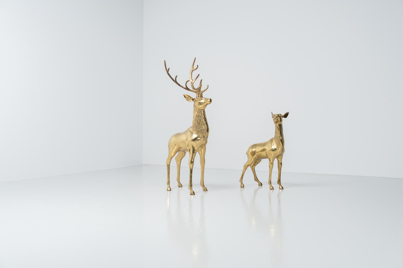 Late 20th Century Large Deer Sculptures in Bronze, Italy, 1970 For Sale