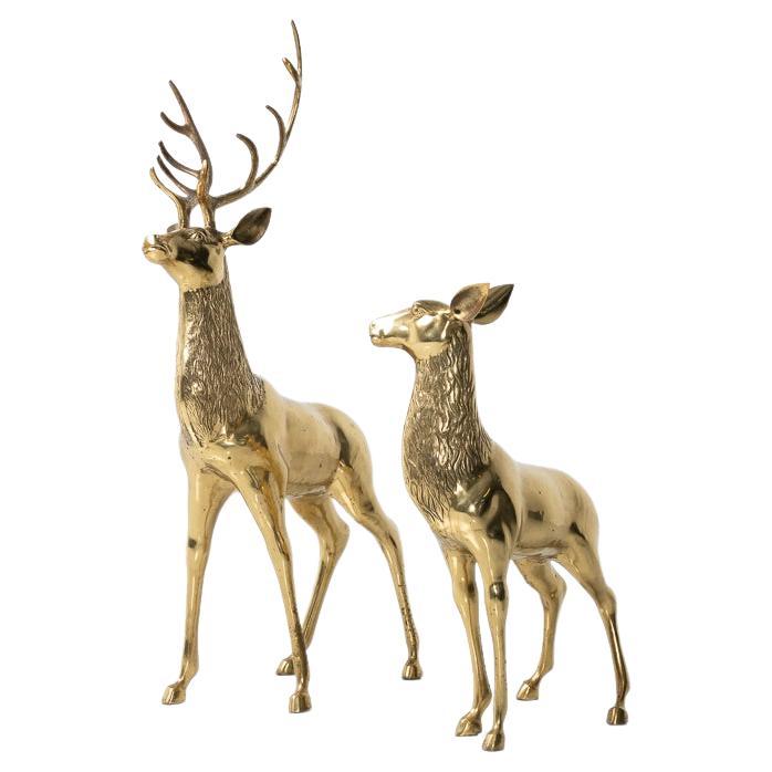 Large Deer Sculptures in Bronze, Italy, 1970 For Sale