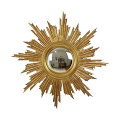 Großer Deknudt Sunburst Blattgold Sonnenspiegel Sixties 69cm