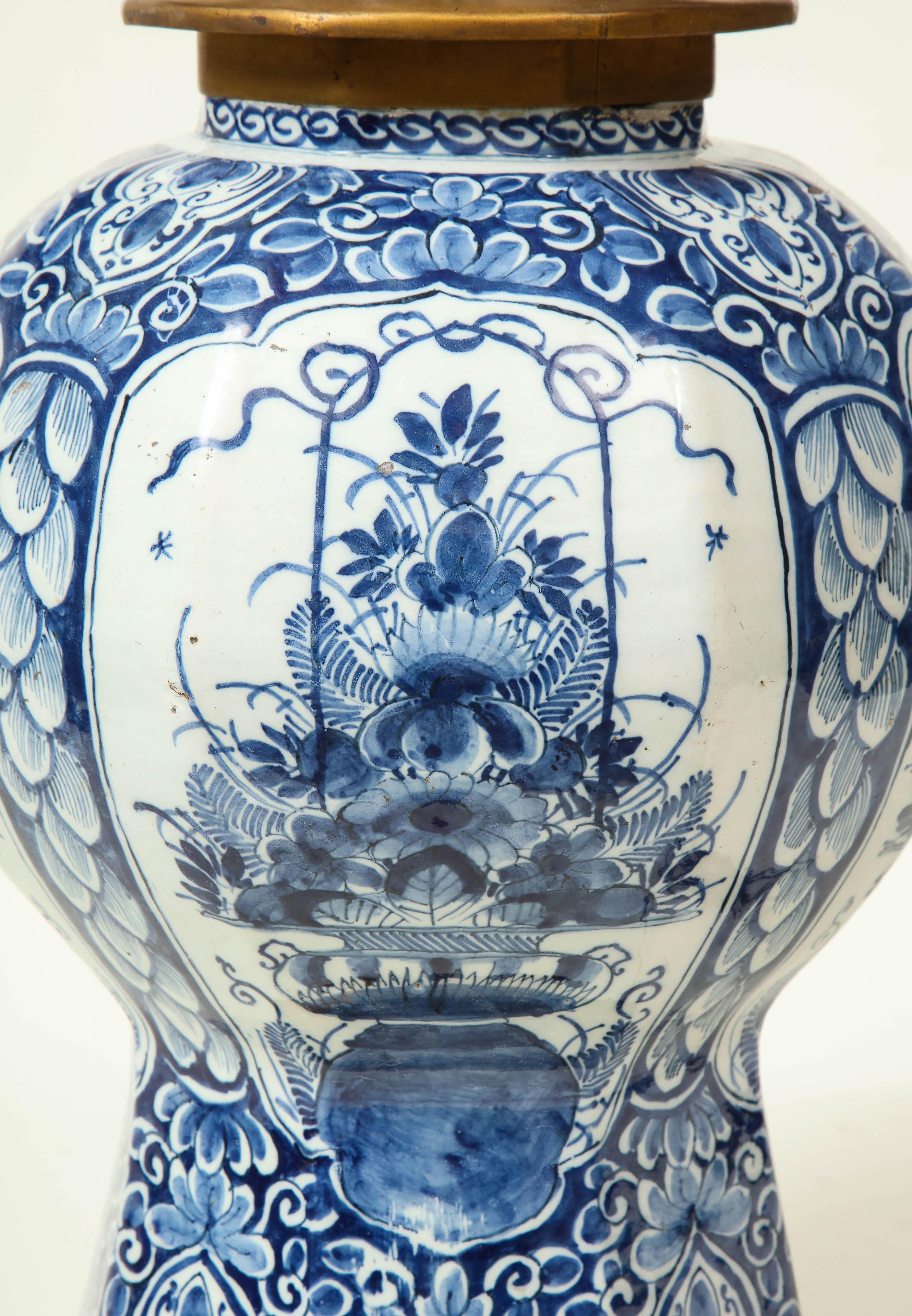 Large Delft Blue and White Ceramic Ginger Jar Mounted as a Table Lamp 4