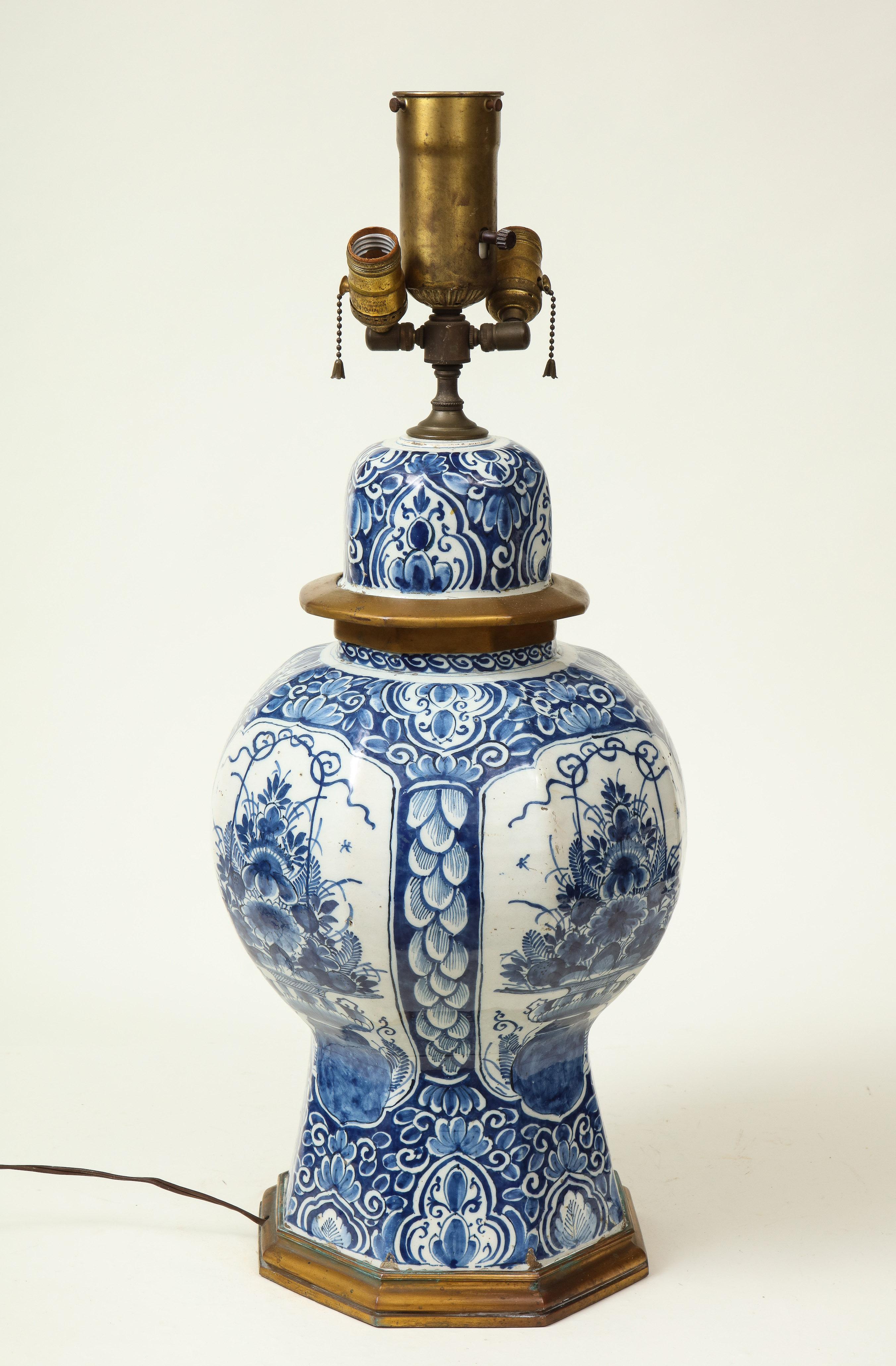 Large Delft Blue and White Ceramic Ginger Jar Mounted as a Table Lamp 6
