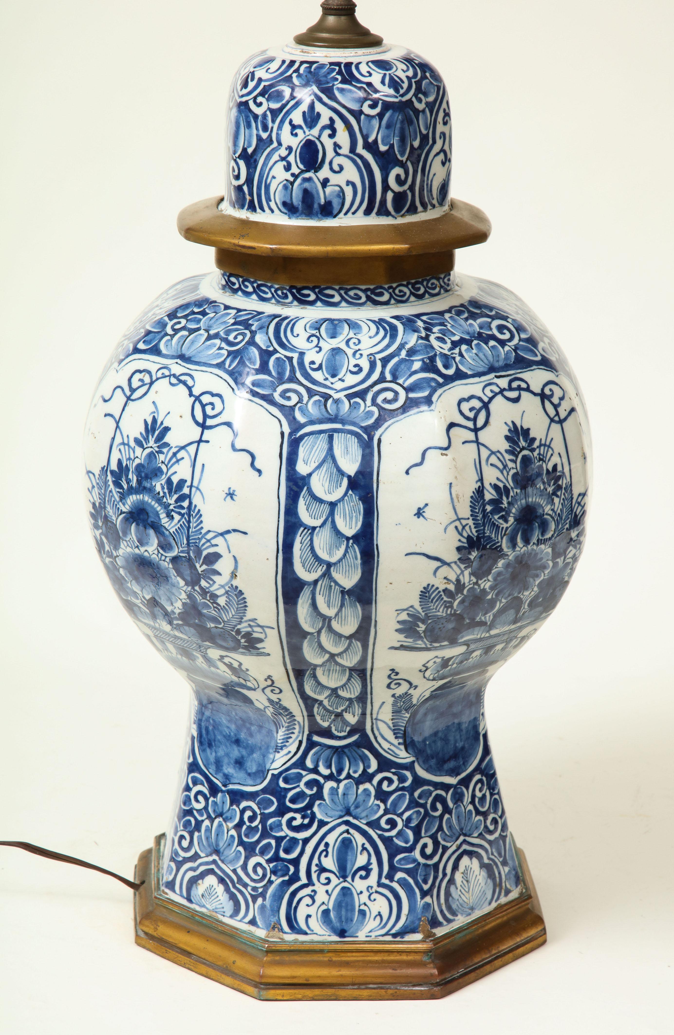 Large Delft Blue and White Ceramic Ginger Jar Mounted as a Table Lamp 7