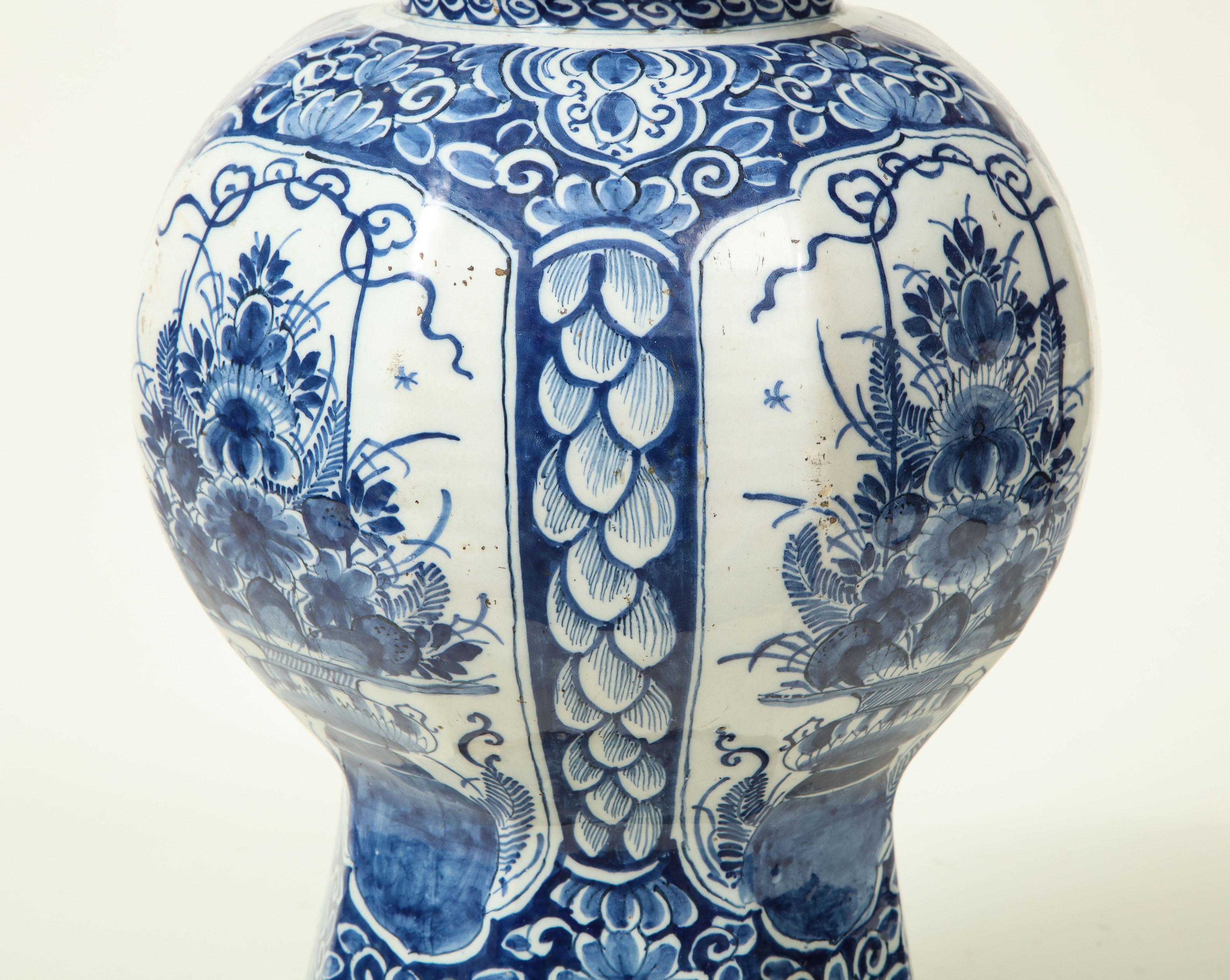 Chinoiserie Large Delft Blue and White Ceramic Ginger Jar Mounted as a Table Lamp