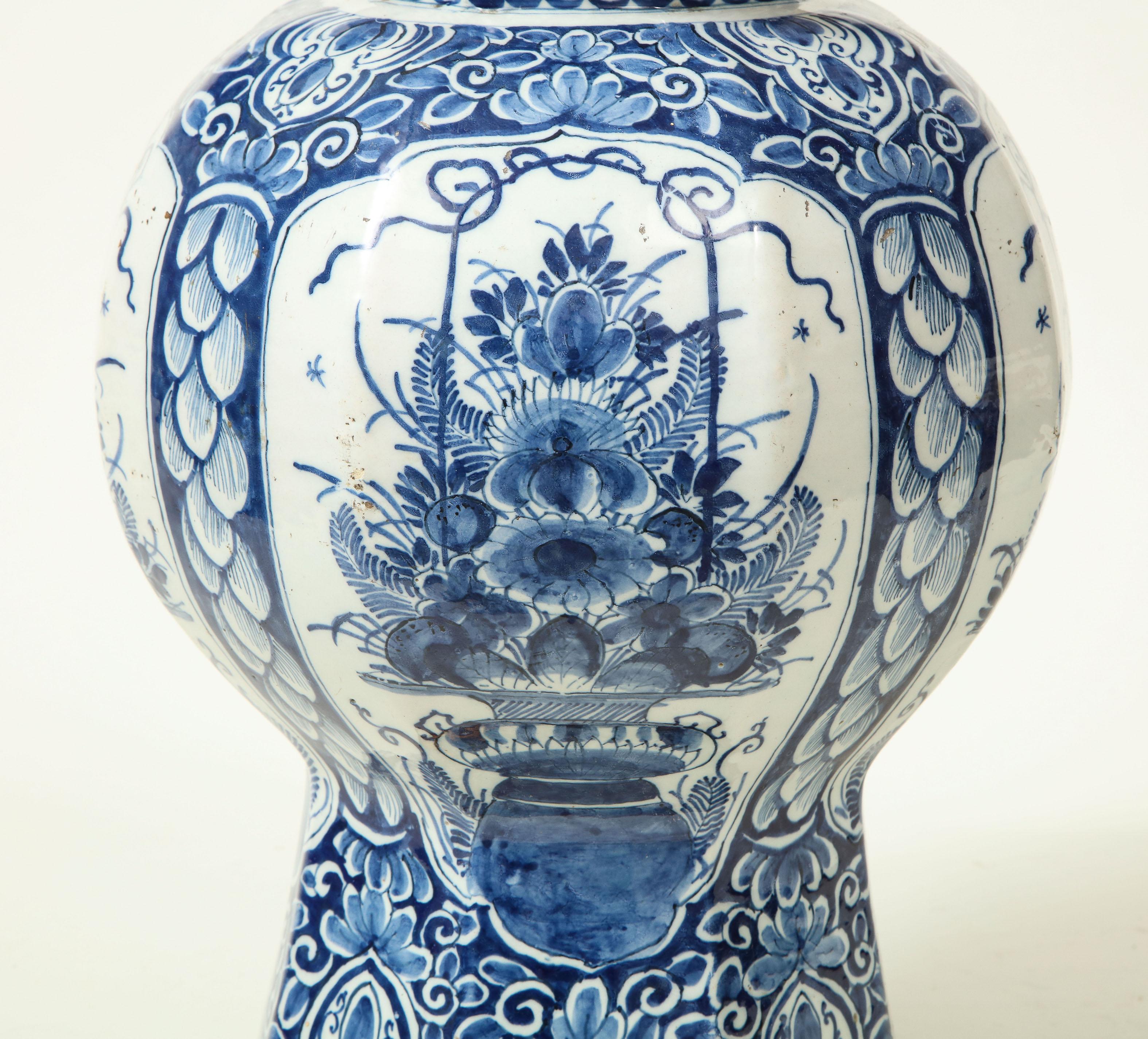 19th Century Large Delft Blue and White Ceramic Ginger Jar Mounted as a Table Lamp