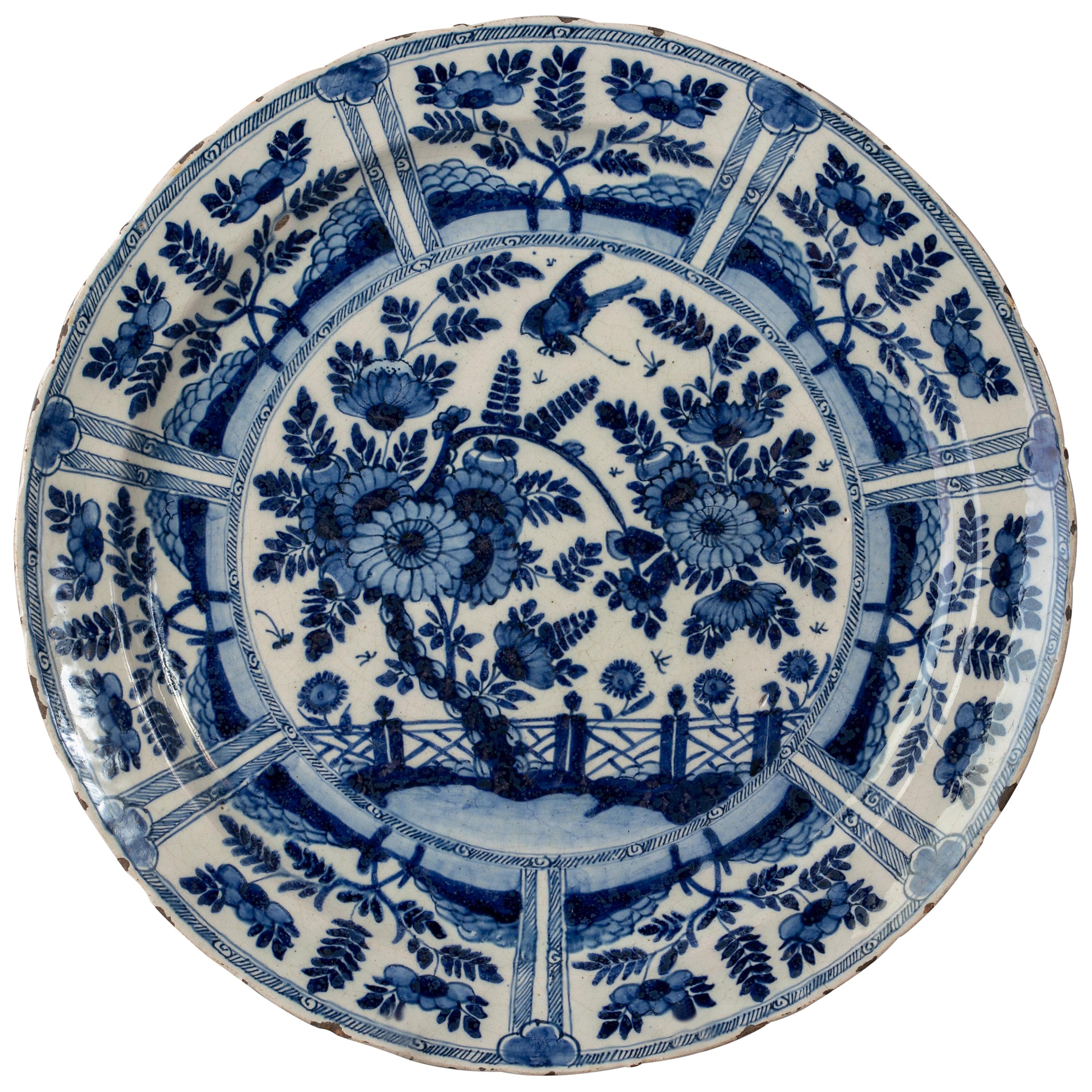 Large Delft Blue and White Charger, Late 17th Century