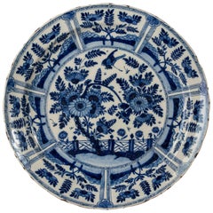 Antique Large Delft Blue and White Charger, Late 17th Century