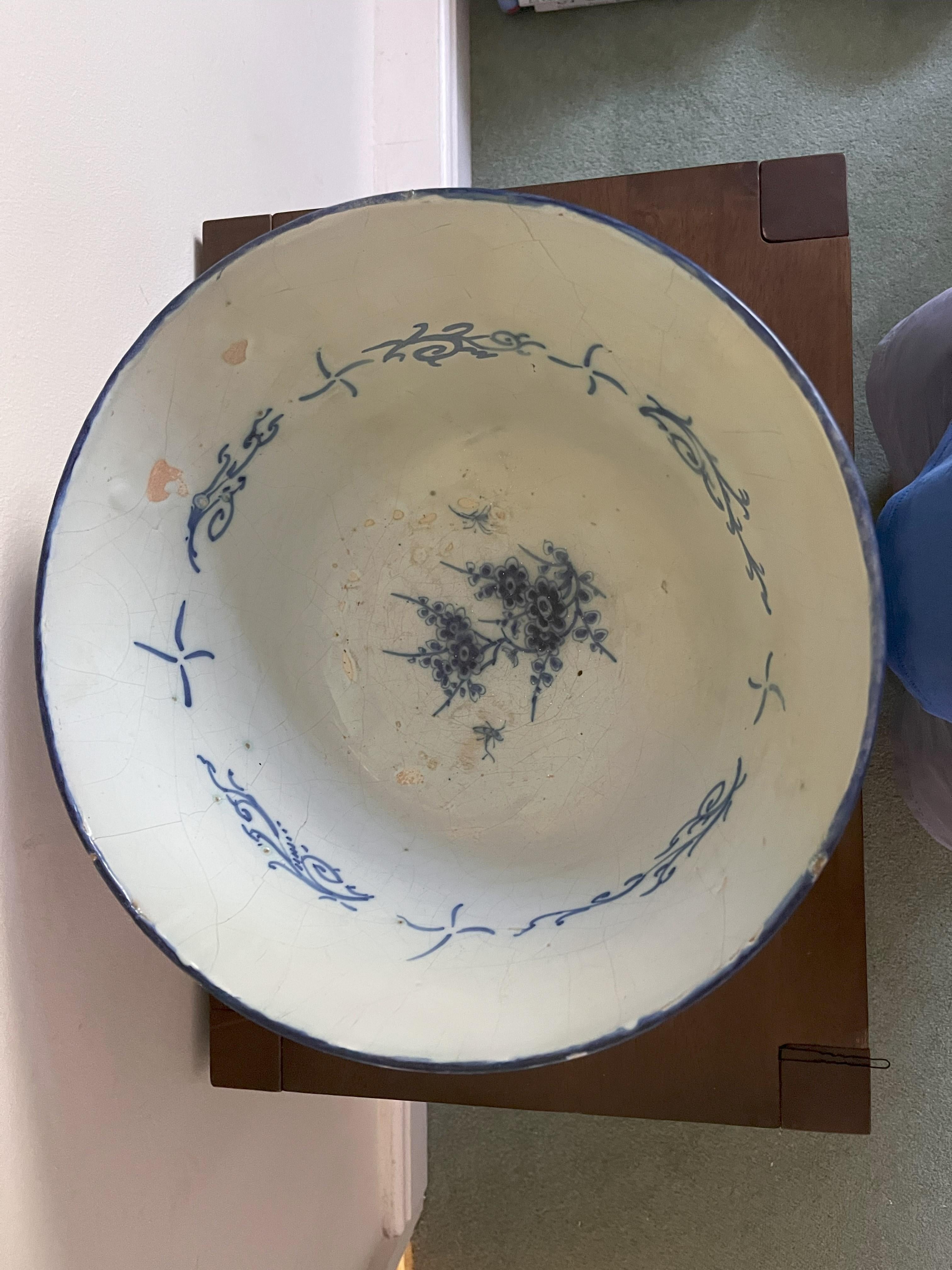 Large Delft Blue And White Punch Bowl - 18th Century For Sale 5
