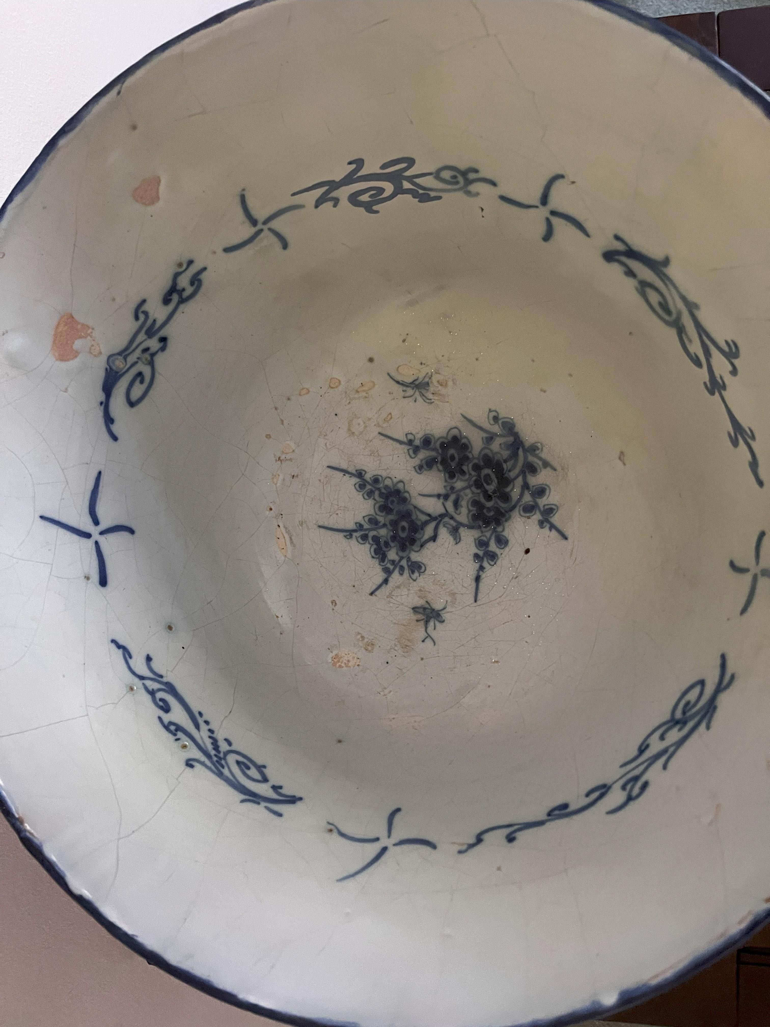 Large Delft Blue And White Punch Bowl - 18th Century For Sale 6
