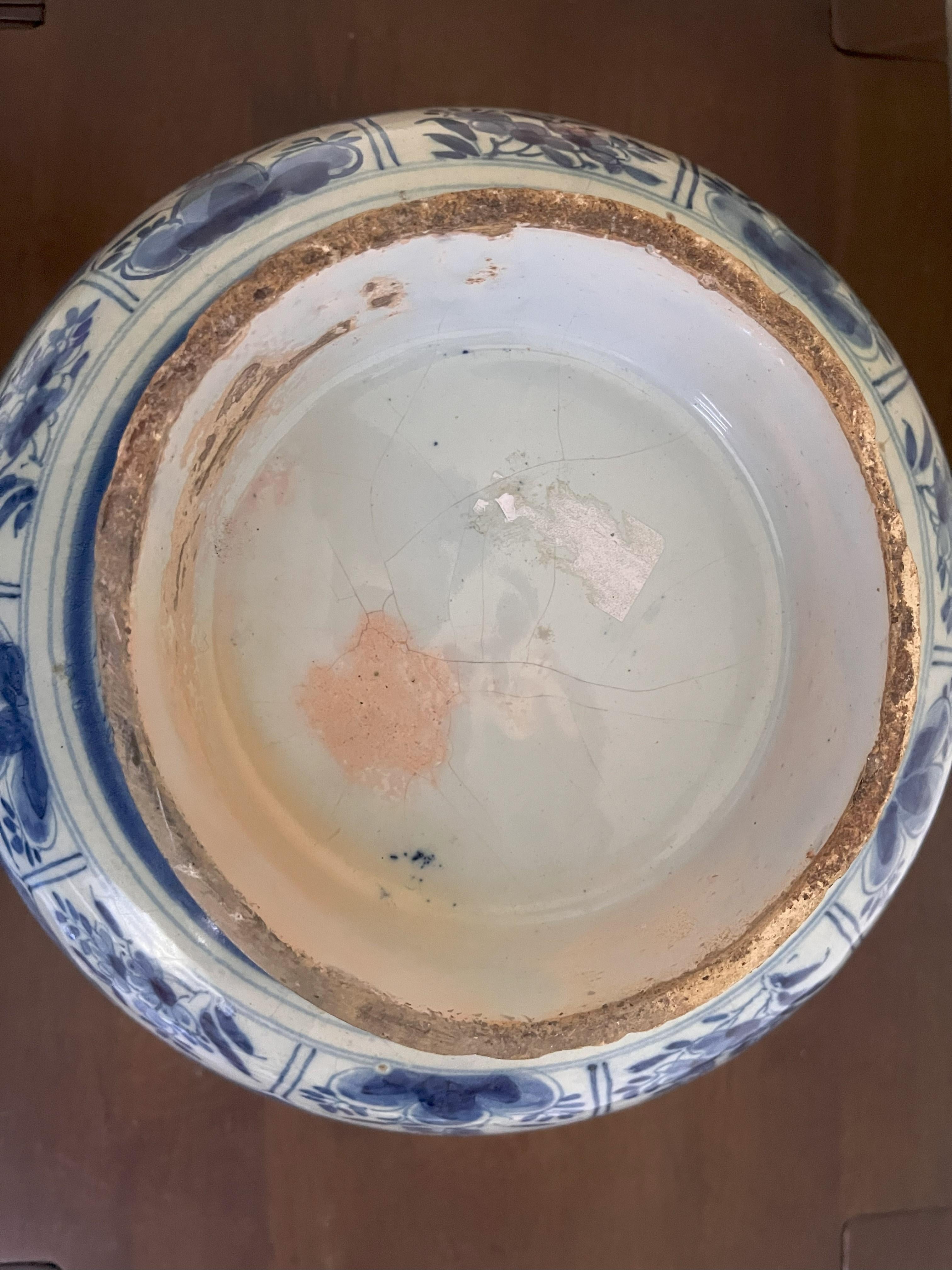 Large Delft Blue And White Punch Bowl - 18th Century 12