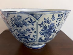 Large Delft Blue And White Punch Bowl - 18th Century