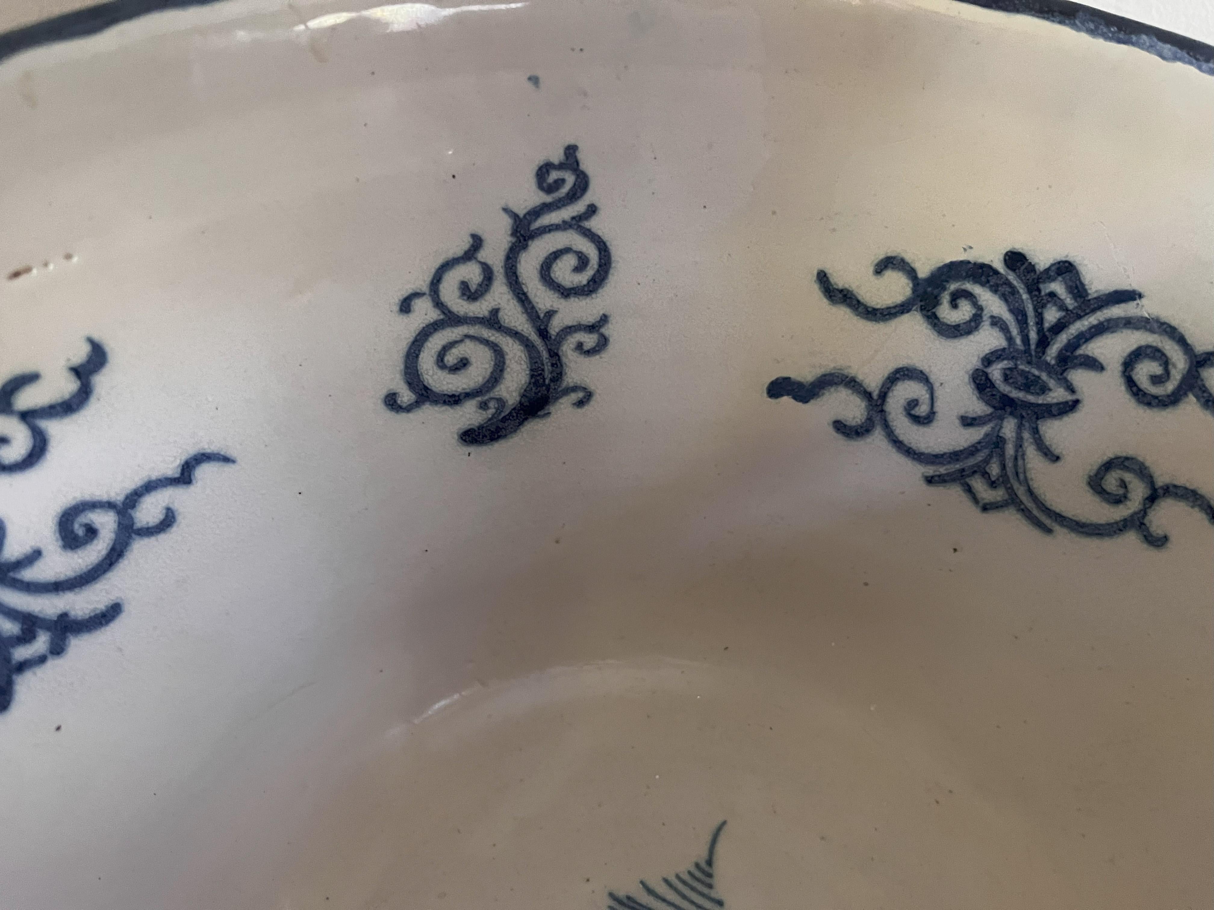 Large Delft Blue And White Punch Bowl Dated 1727 For Sale 6