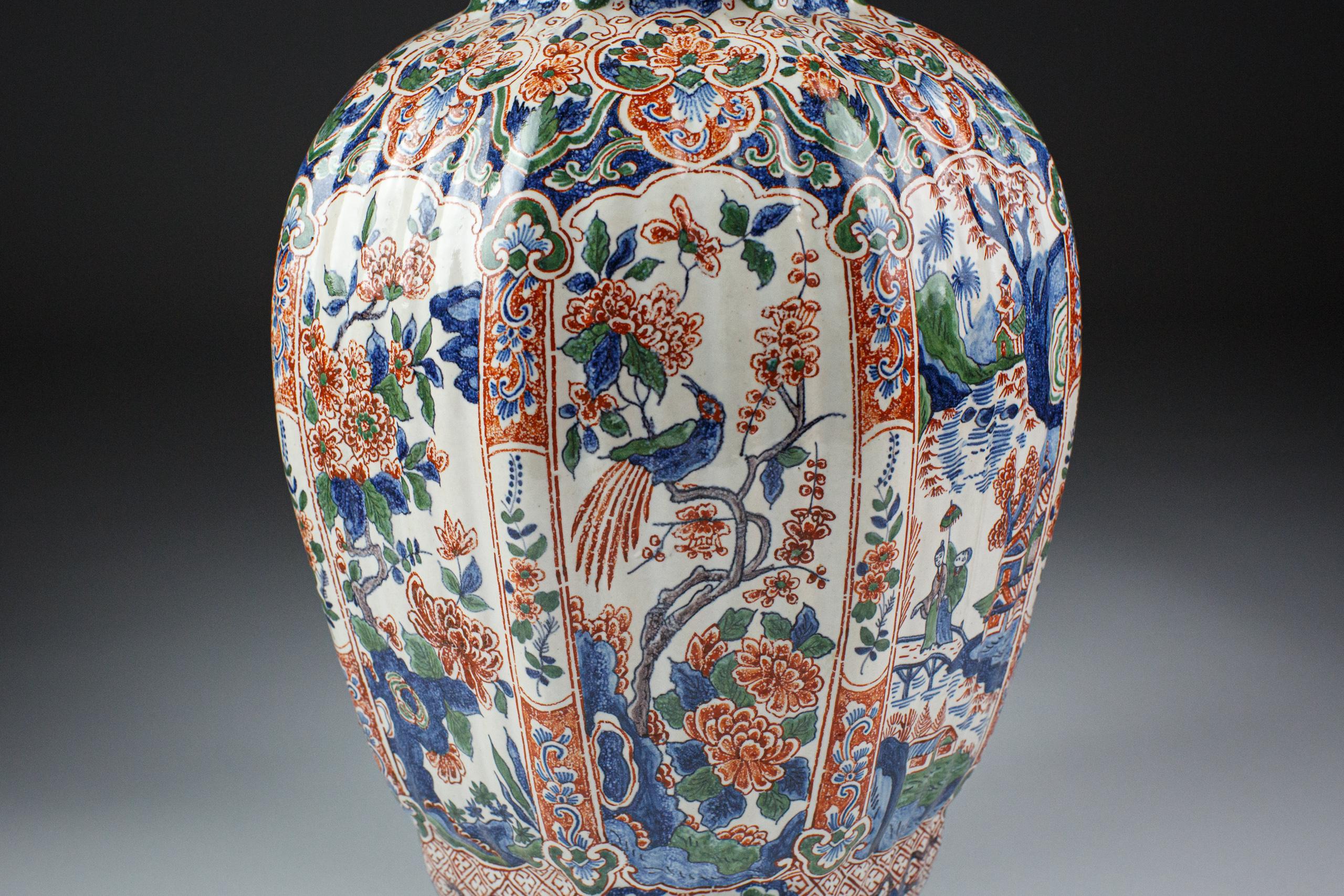 Large Delft Desvres Covered Vase In Fair Condition For Sale In Pease pottage, West Sussex