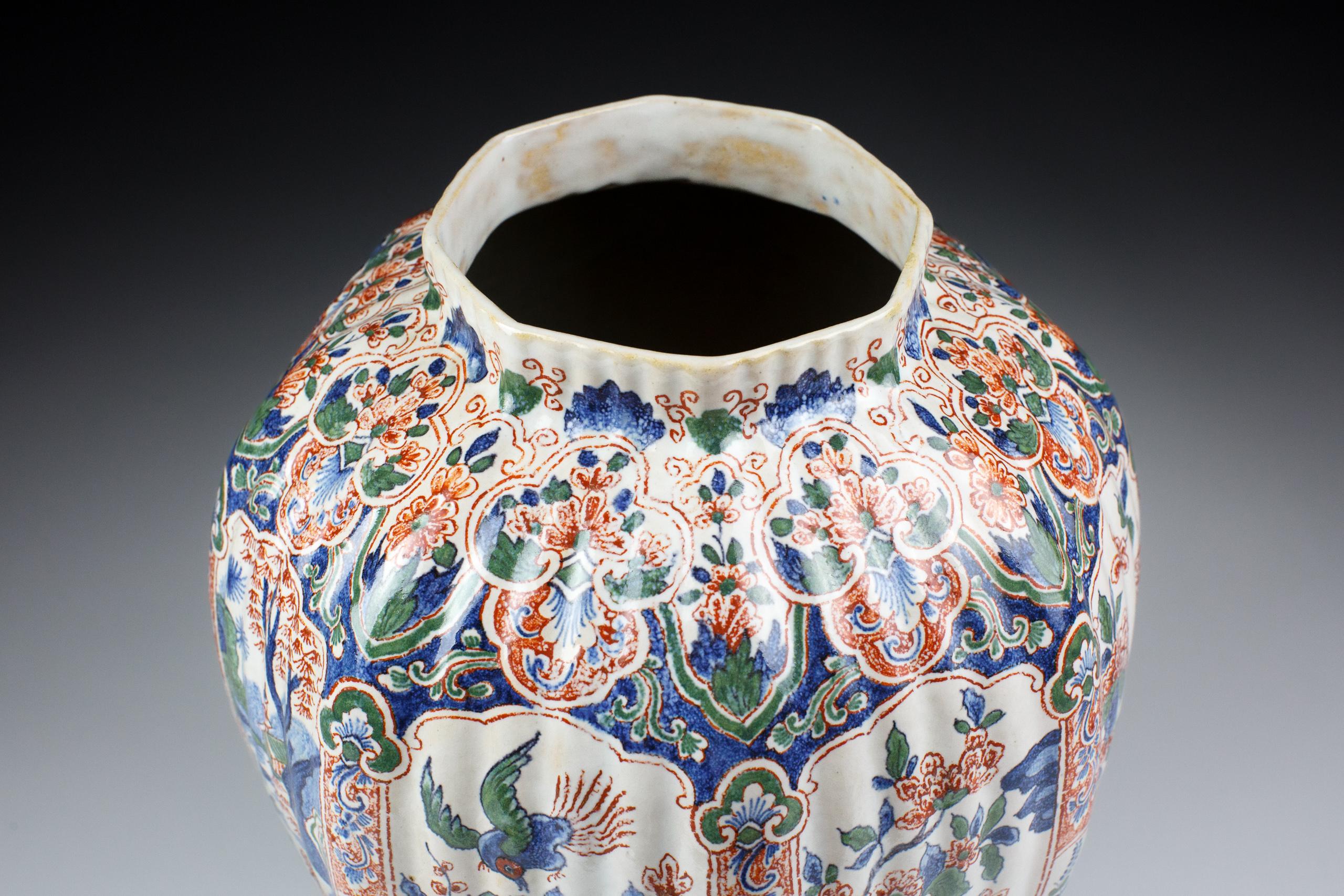 Large Delft Desvres Covered Vase For Sale 1