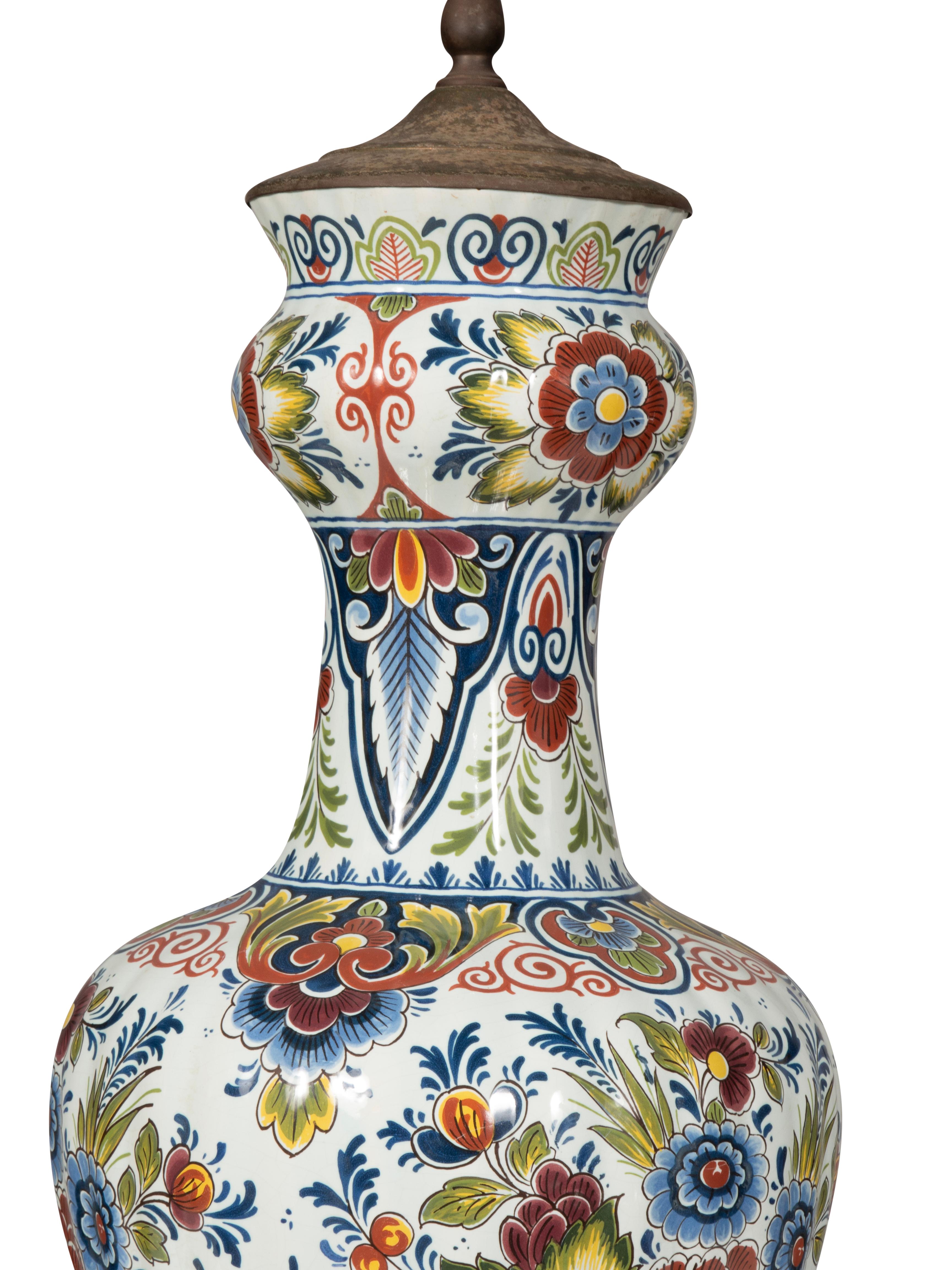 European Large Delft Table Lamp For Sale