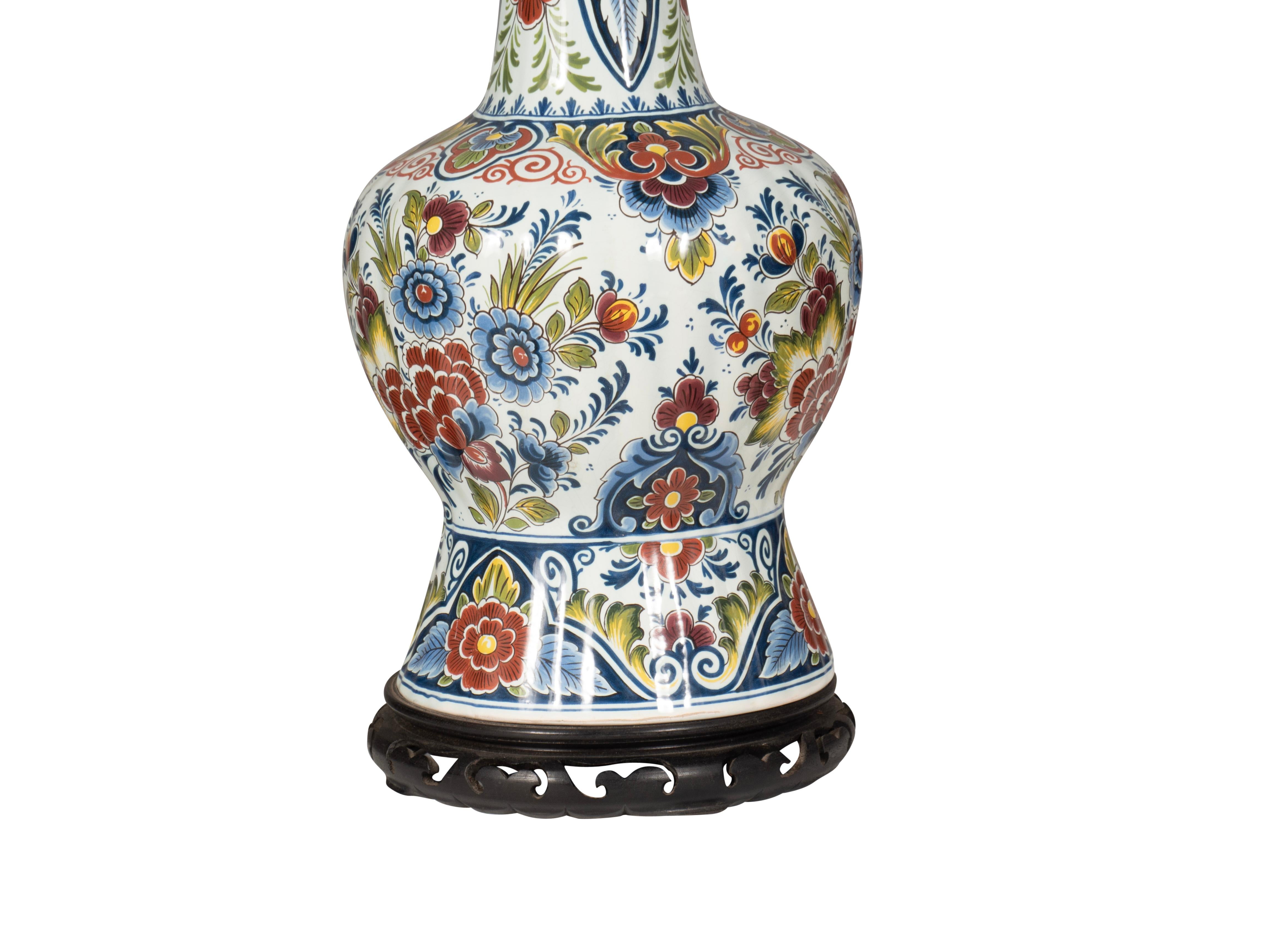 19th Century Large Delft Table Lamp For Sale