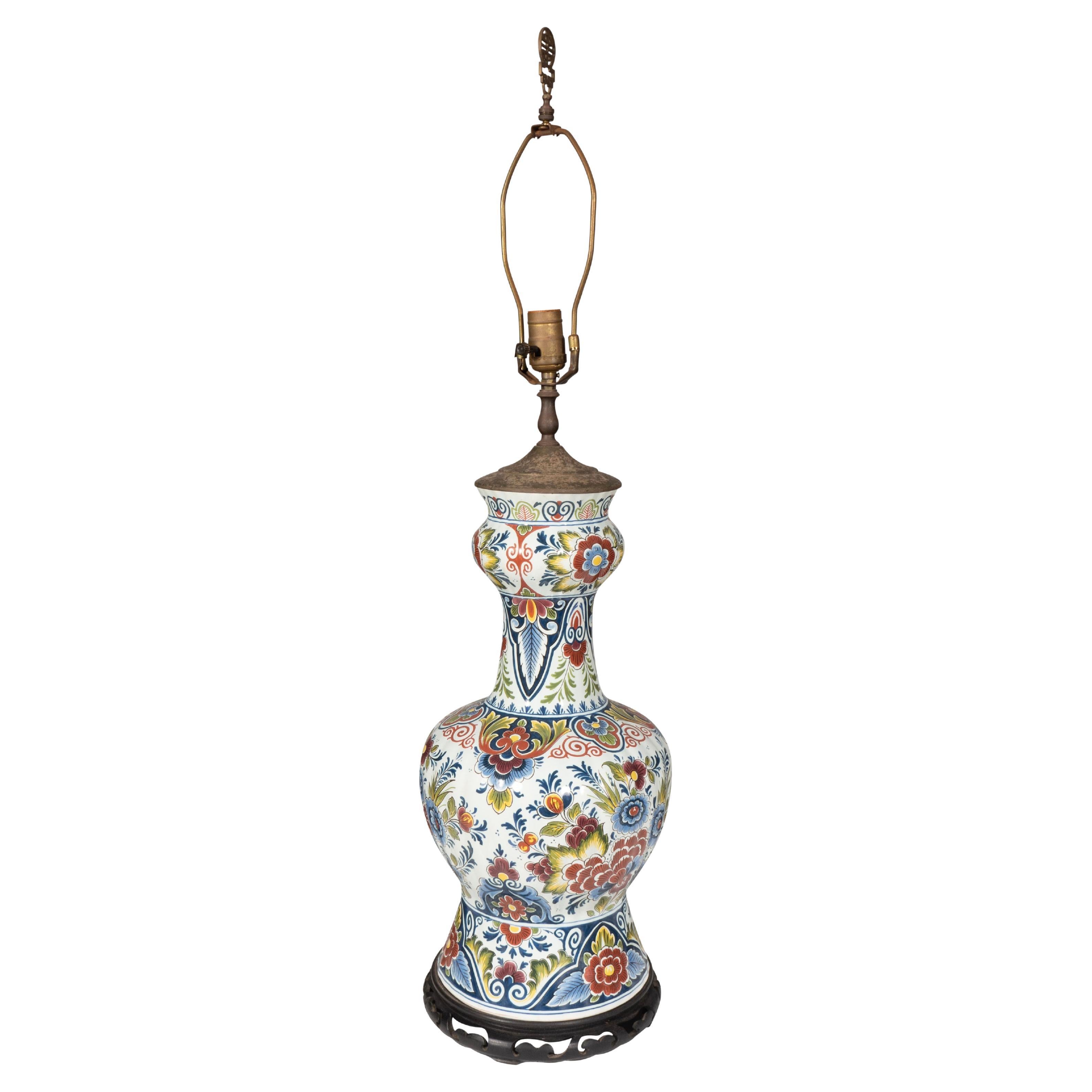 Large Delft Table Lamp For Sale