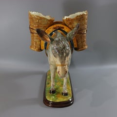 Large Delphin Massier Donkey Figural Vase