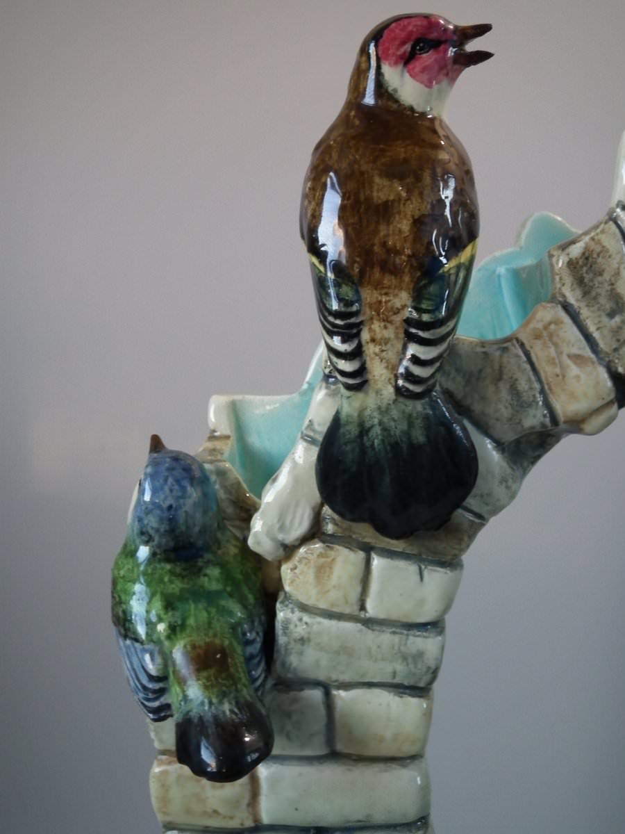 Large Delphin Massier Majolica Birds Around Well Group 13