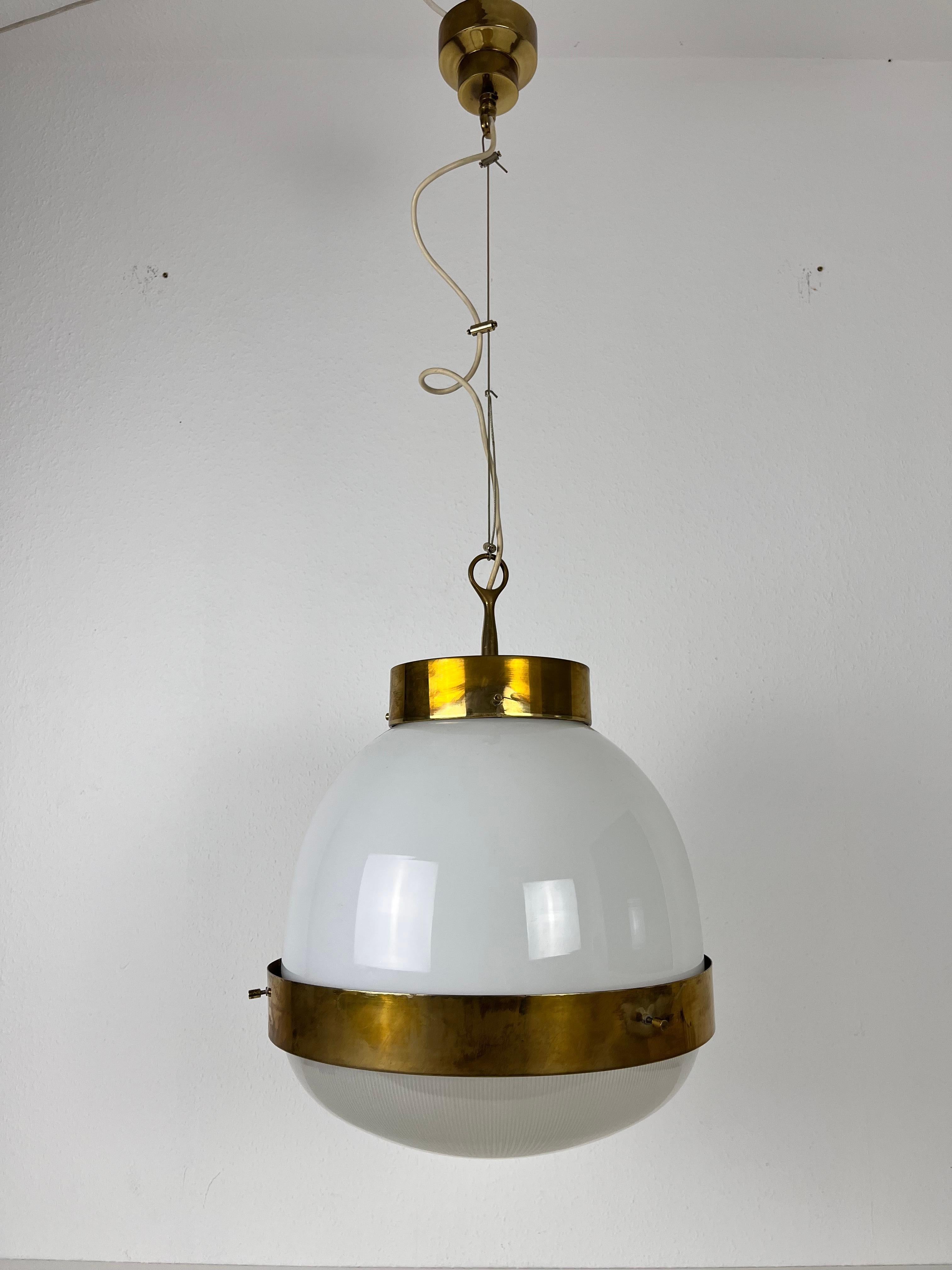 Mid-Century Modern Large Delta Ceiling Lamp by Sergio Mazza for Artemide, 1960s For Sale