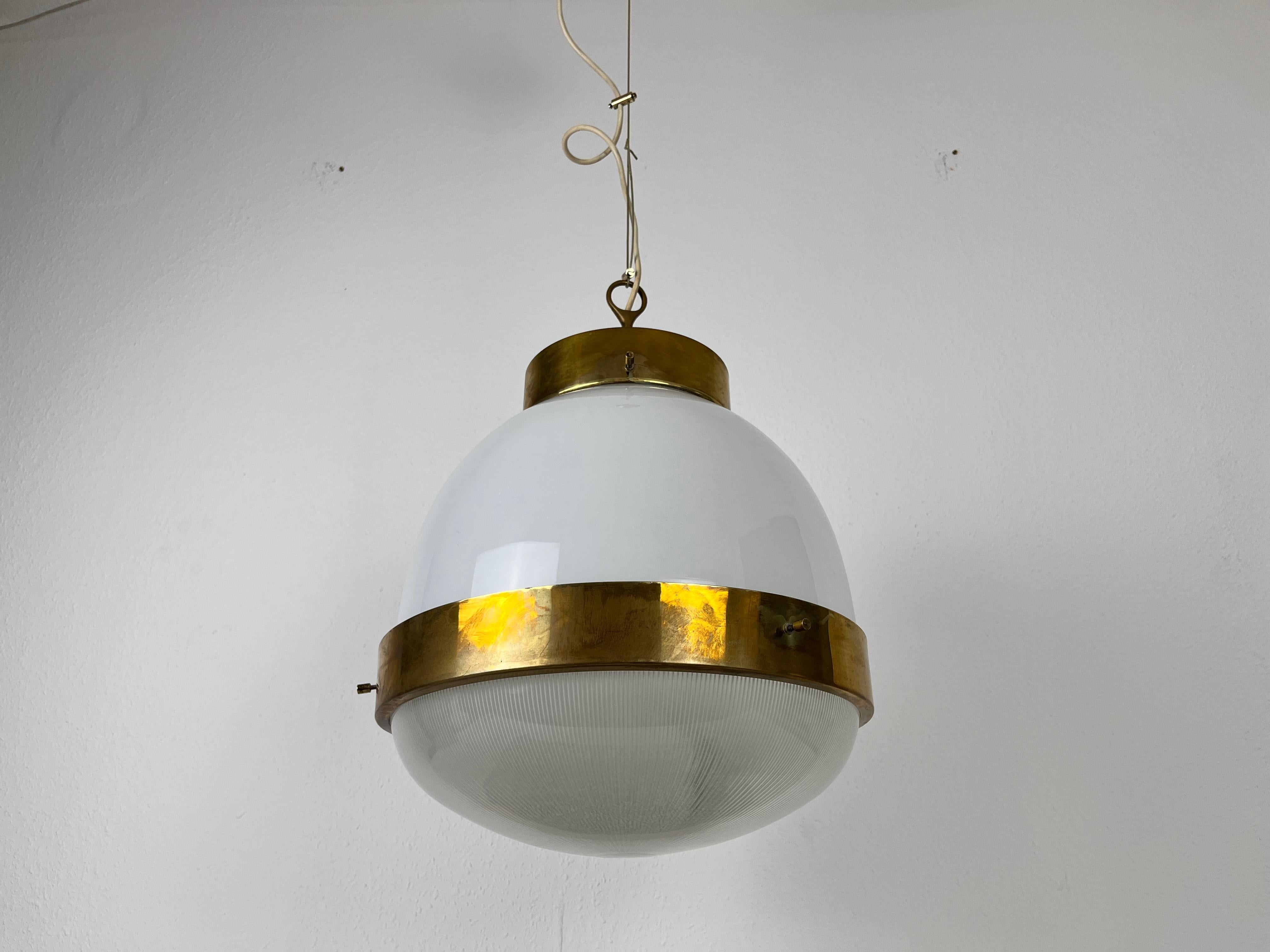 Brass Large Delta Ceiling Lamp by Sergio Mazza for Artemide, 1960s For Sale