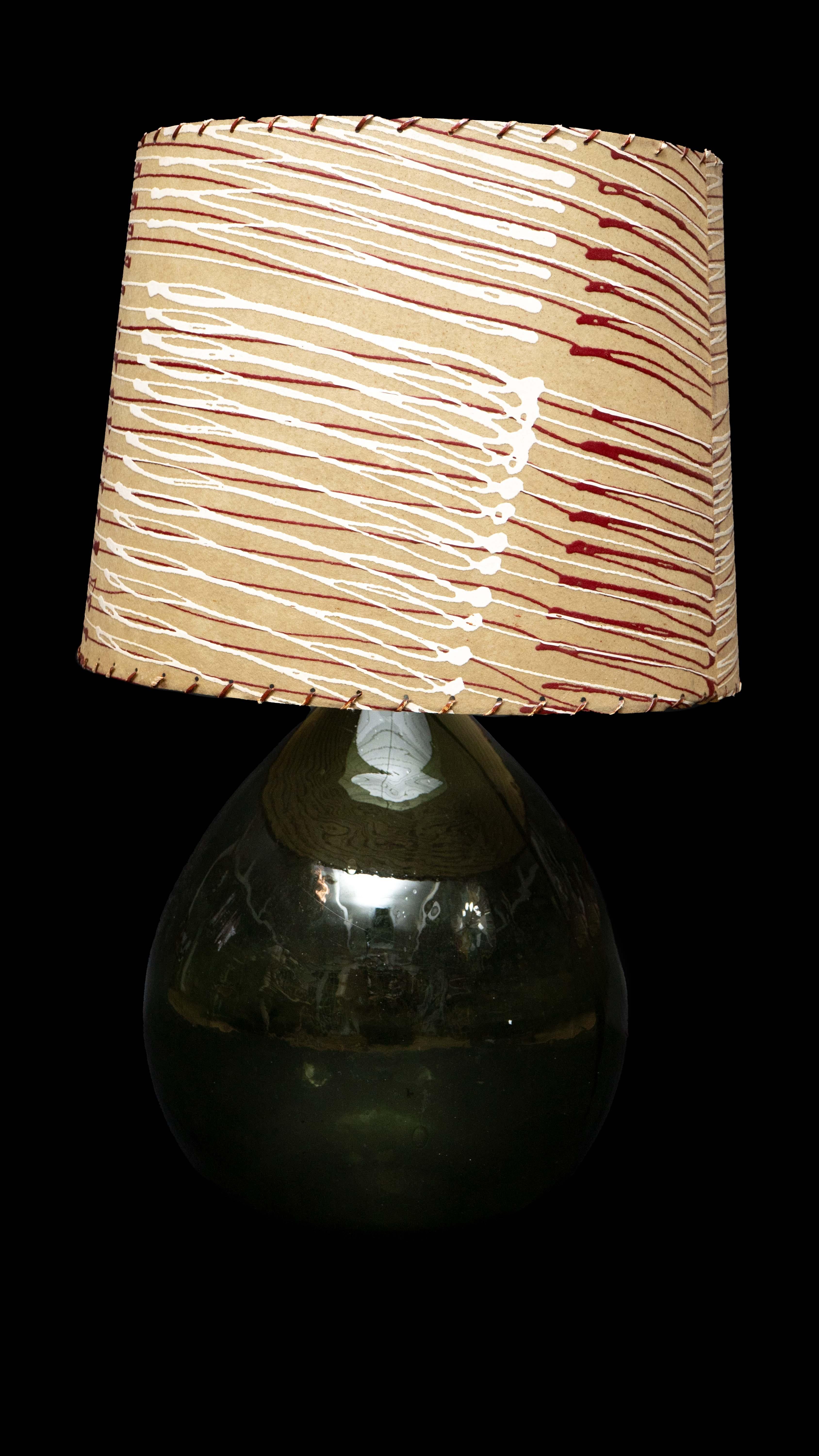 Large Demi-John Jar lamp with painted shade: 

Measures: 14
