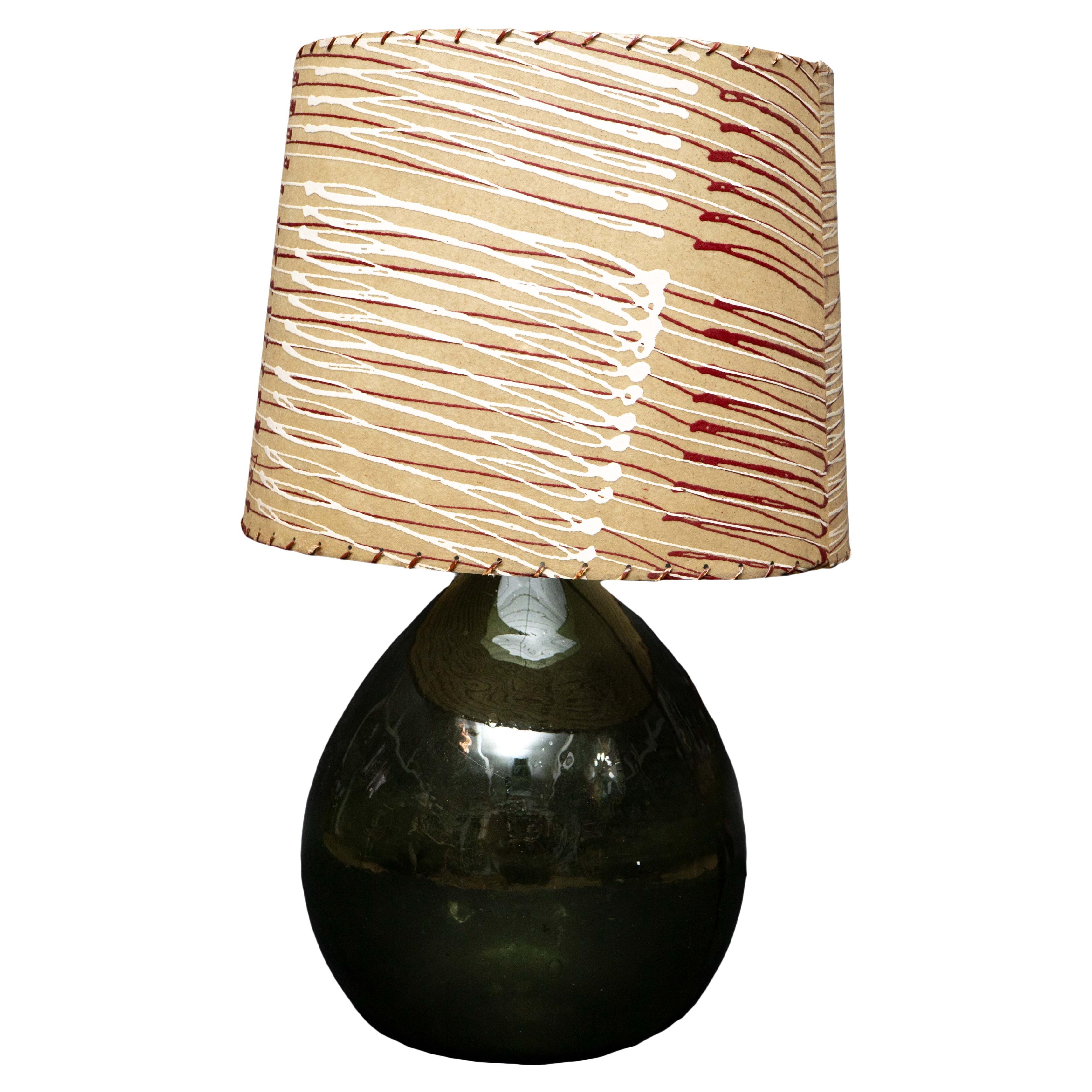 Large Demi-John Lamp with Painted Shade