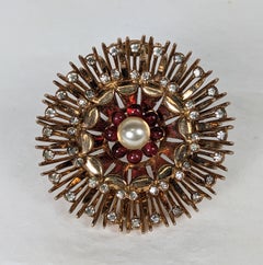 Large DeRosa Retro Sunburst Clip Brooch