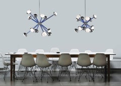 Grand Lustre Design-Light 12 Lights Bleu Blanc Verre Murano Stimma by Multiforme