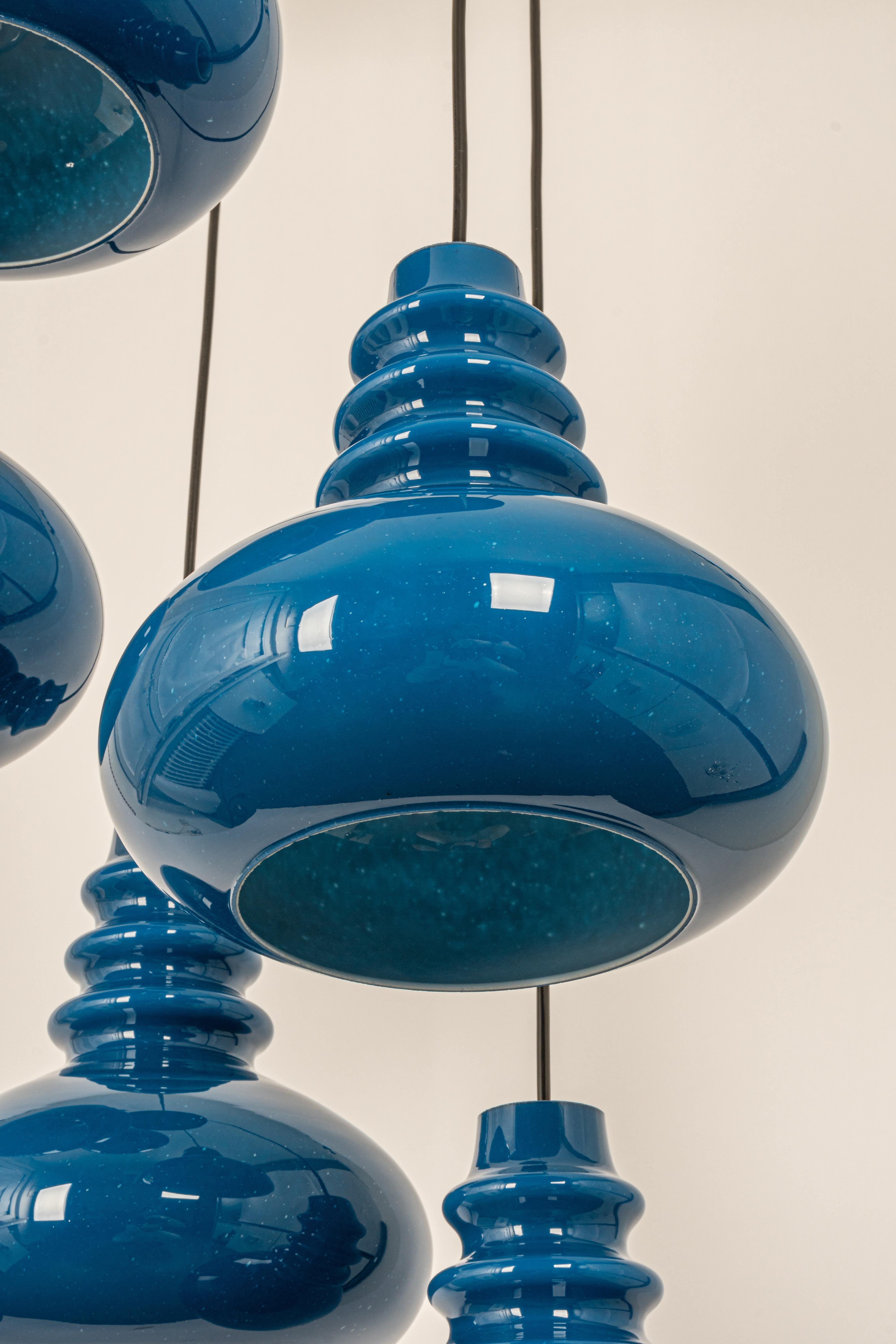 Grand lustre en verre cascade de designer pour Peill Putzler, Allemagne, 1970 en vente 6