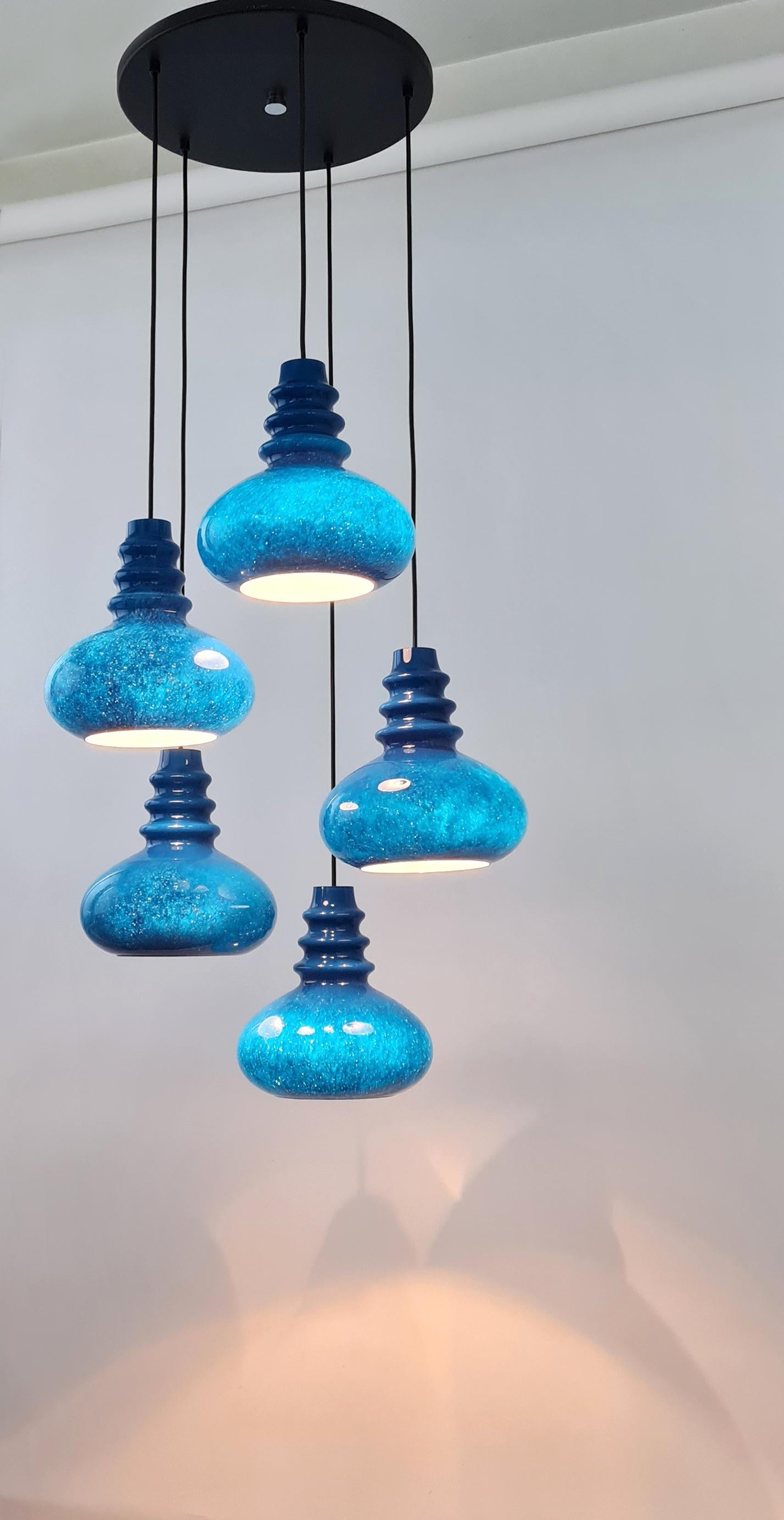 Mid-Century Modern Grand lustre en verre cascade de designer pour Peill Putzler, Allemagne, 1970 en vente