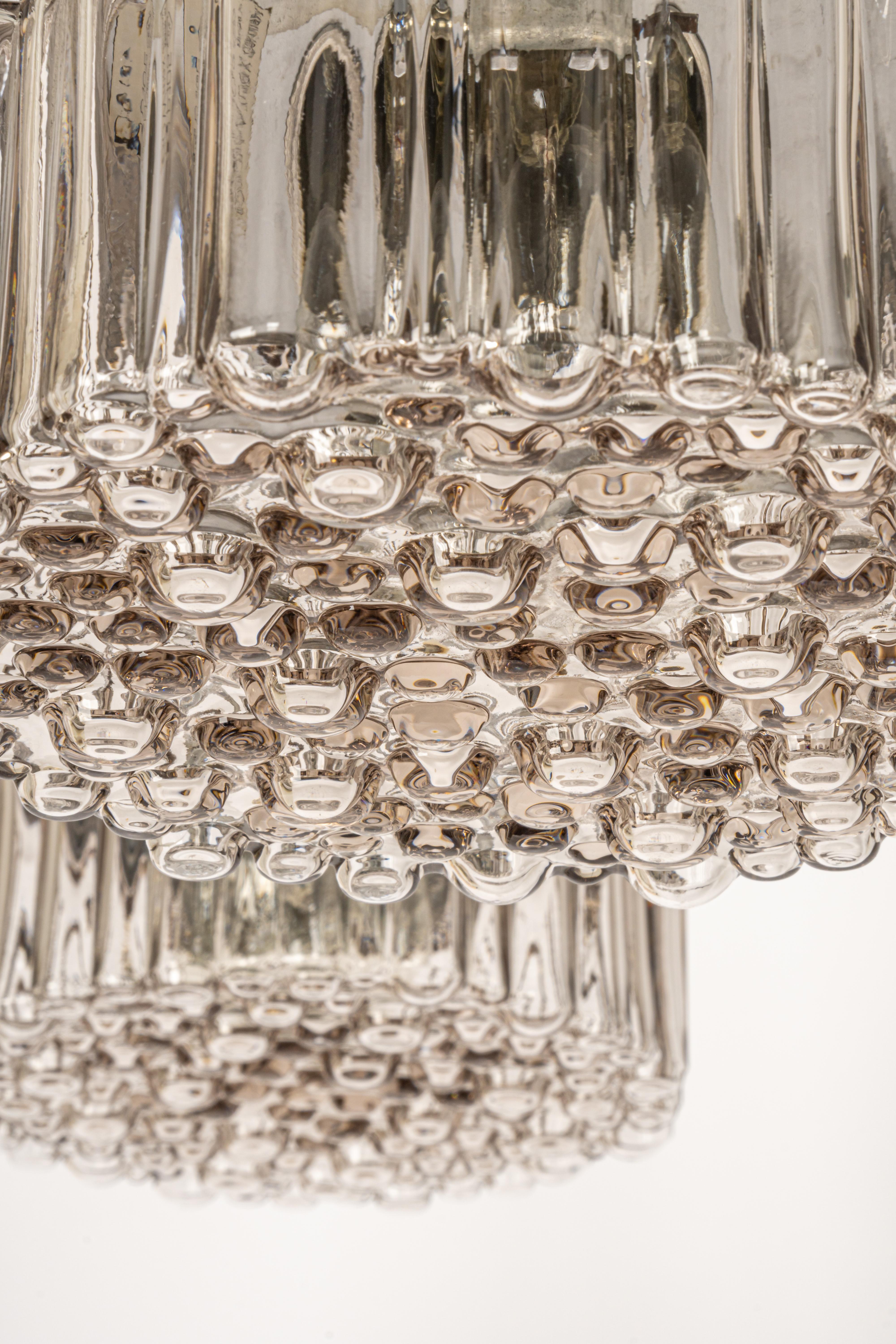 Large Designer Cascading Chandelier Glass for Staff Leuchten, Germany, 1970s In Good Condition For Sale In Aachen, NRW