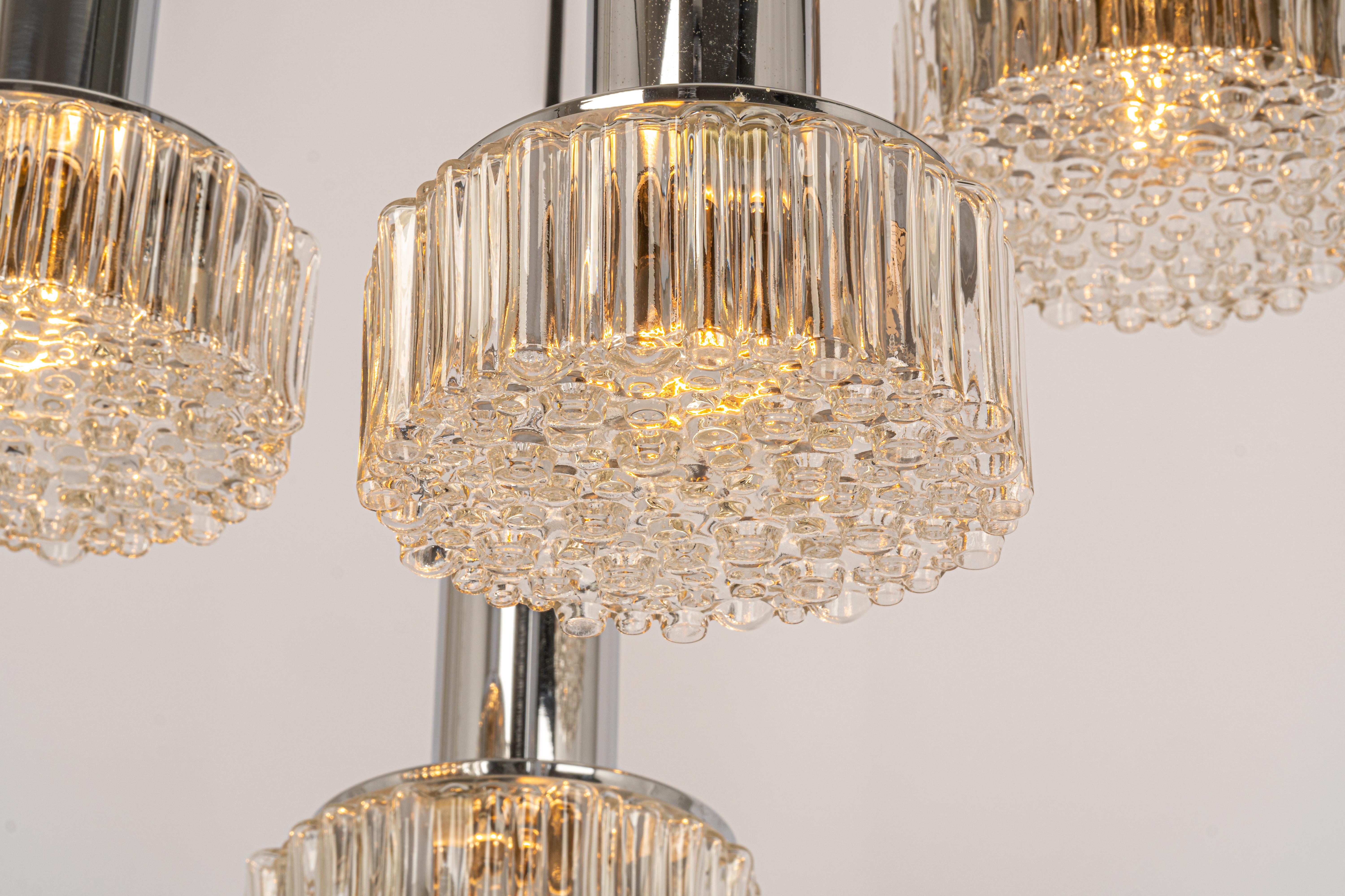 Late 20th Century Large Designer Cascading Chandelier Glass for Staff Leuchten, Germany, 1970s For Sale